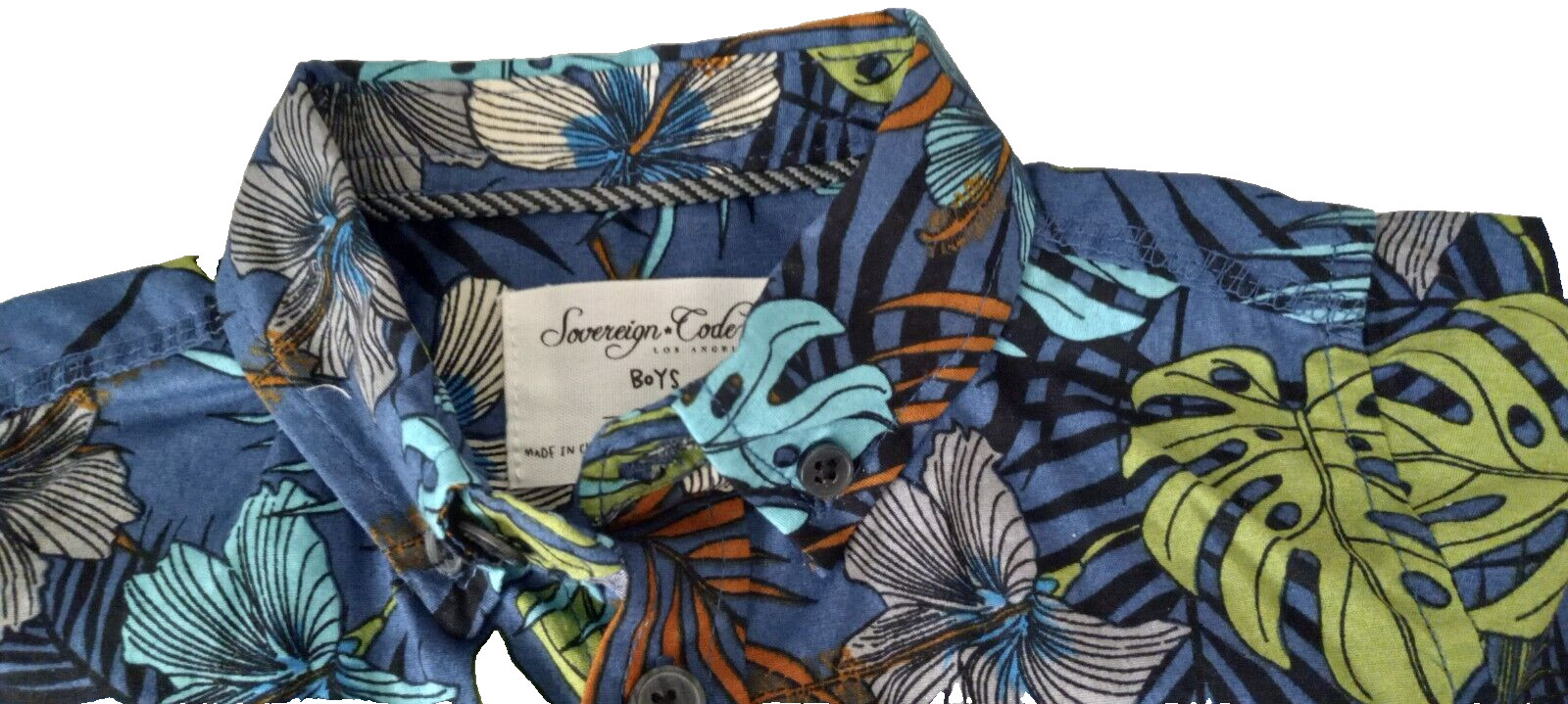 Boy’s NEW 12 Month Shirt Blue Tropical Hawaiian Print Short Sleeve Button Up