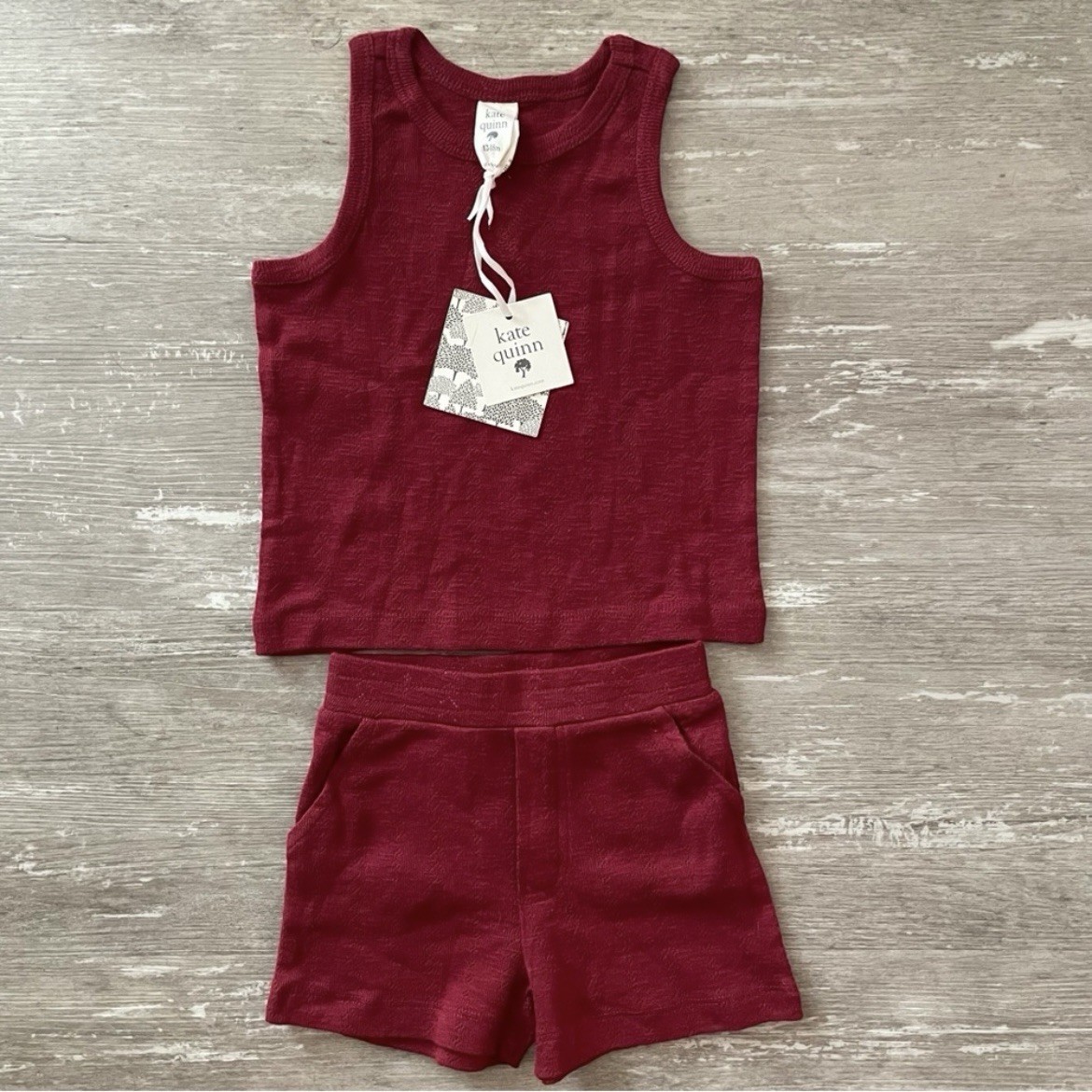 NWT 18-24m Kate Quinn Topstitch Tank and Relaxed Short Set in Rhubarb (red)