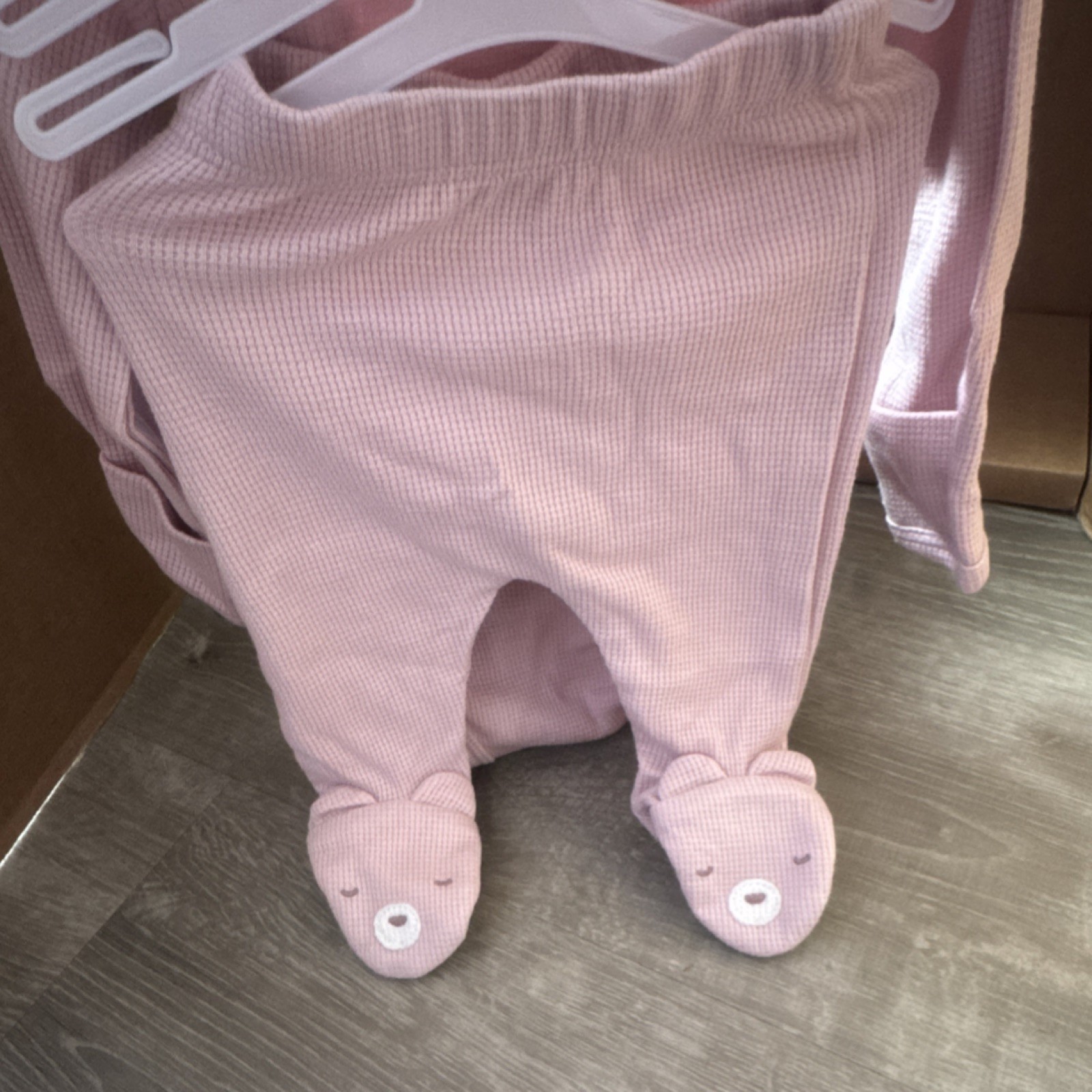 Carter’s Pink Bear Coverall & Pants Set Newborn (0m) Long Sleeve 2 Piece Outfit