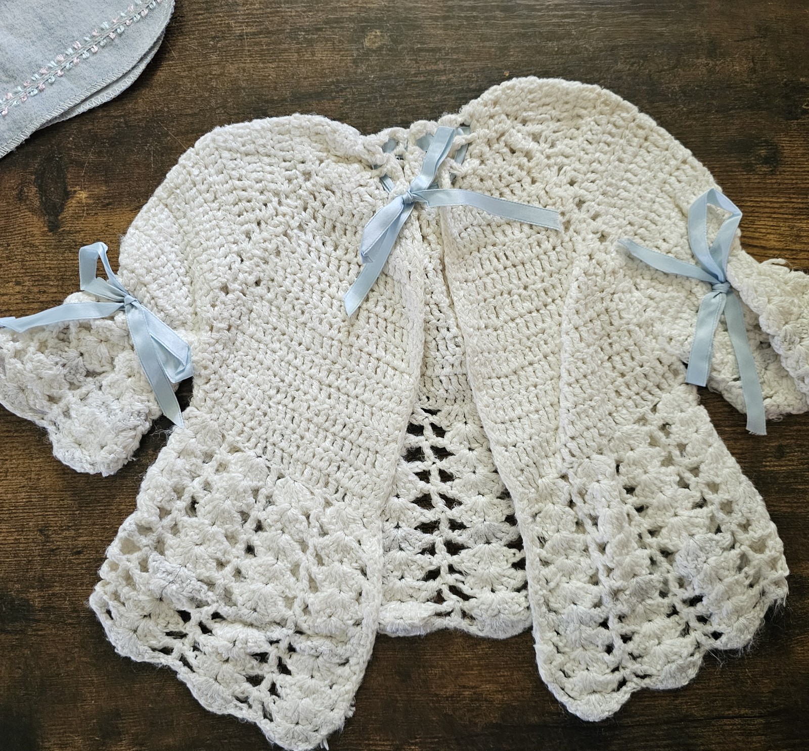 Vtg- Handmade Crocheted Baby Infant Clothes & Sweater – See Pics For Measurement