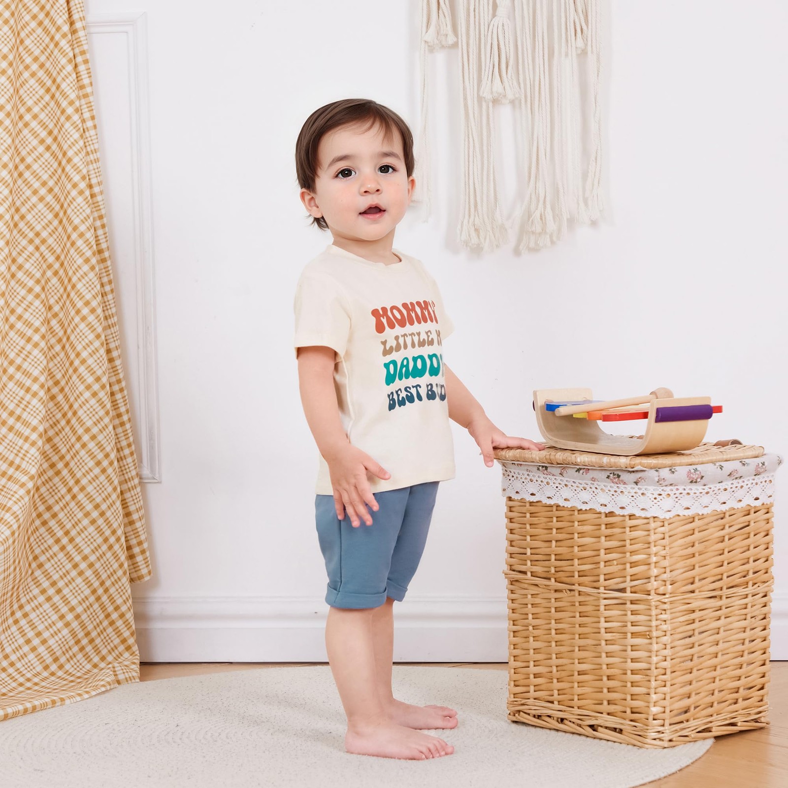Toddler Baby Boy Summer Outfit Funny Letter T-Shirts Top Shorts Set Infant Bo…
