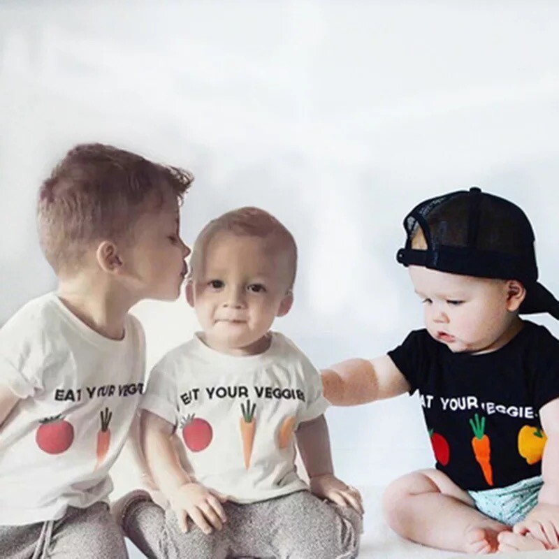 Kids Toddler Eat Your Veggies T-shirt Tee Tops Clothes For Boys Girls US Stock