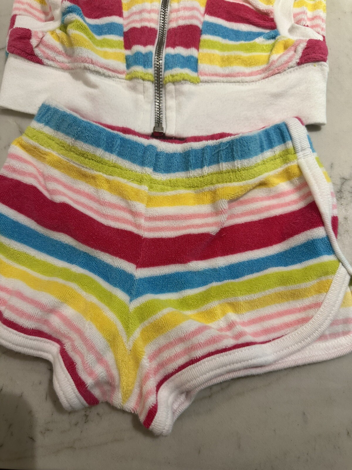 Vintage Amy Coe Baby Girl 12 Months Track Outfit w Hooded Jacket & Shorts
