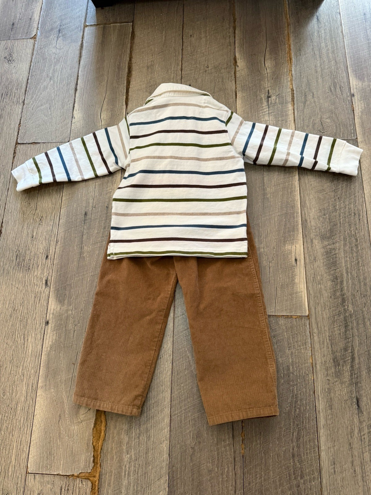 Gymboree Arctic Adventure beige corduroy pants and matching polo shirt boys 4T