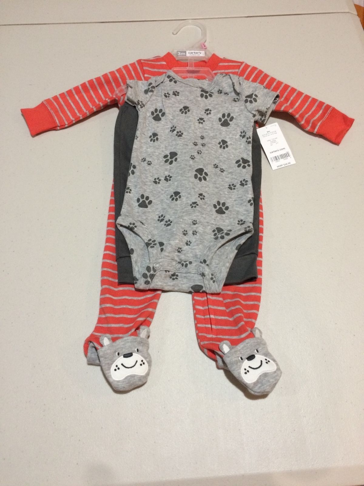NWT Carter’s 3pc baby boy Dog Puppy footie sleeper bodysuit pants set 3M,6M,9M