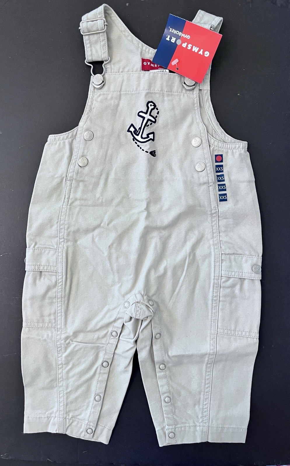 NWT Boys 12-18 mo Gymboree GYMSPORT Cotton Nautical Anchor Boat Bib OVERALLS