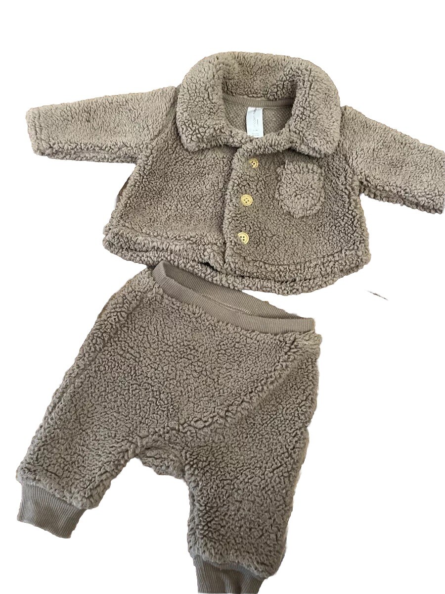 Modern Moments Boy’s Size 0-3 Months Soft Fleece Teddy Bear 2Pc Outfit