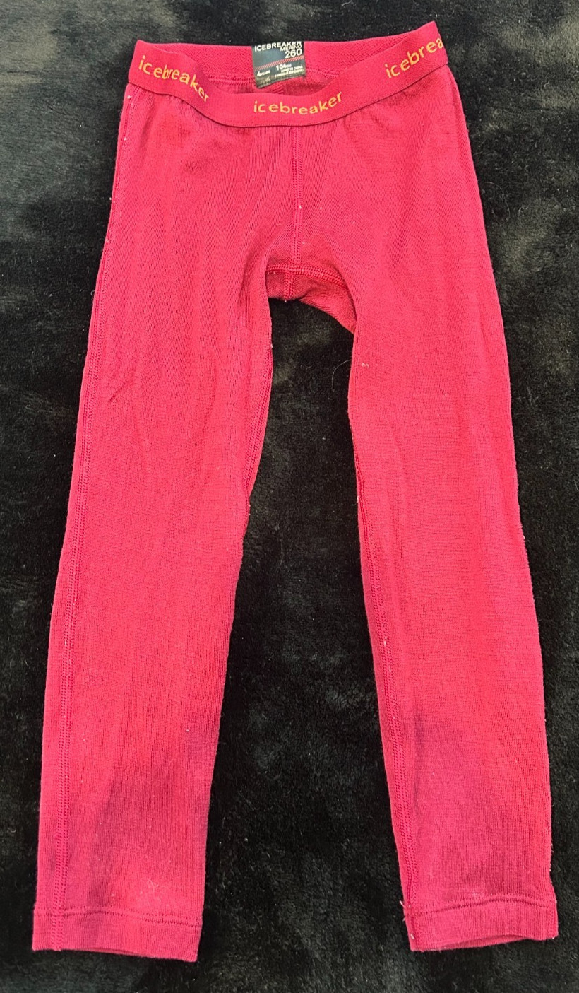 ICEBREAKER MERINO 260 KIDS THERMAL BASE LAYER PANTS – SIZE 4 YEAR OLD – Red