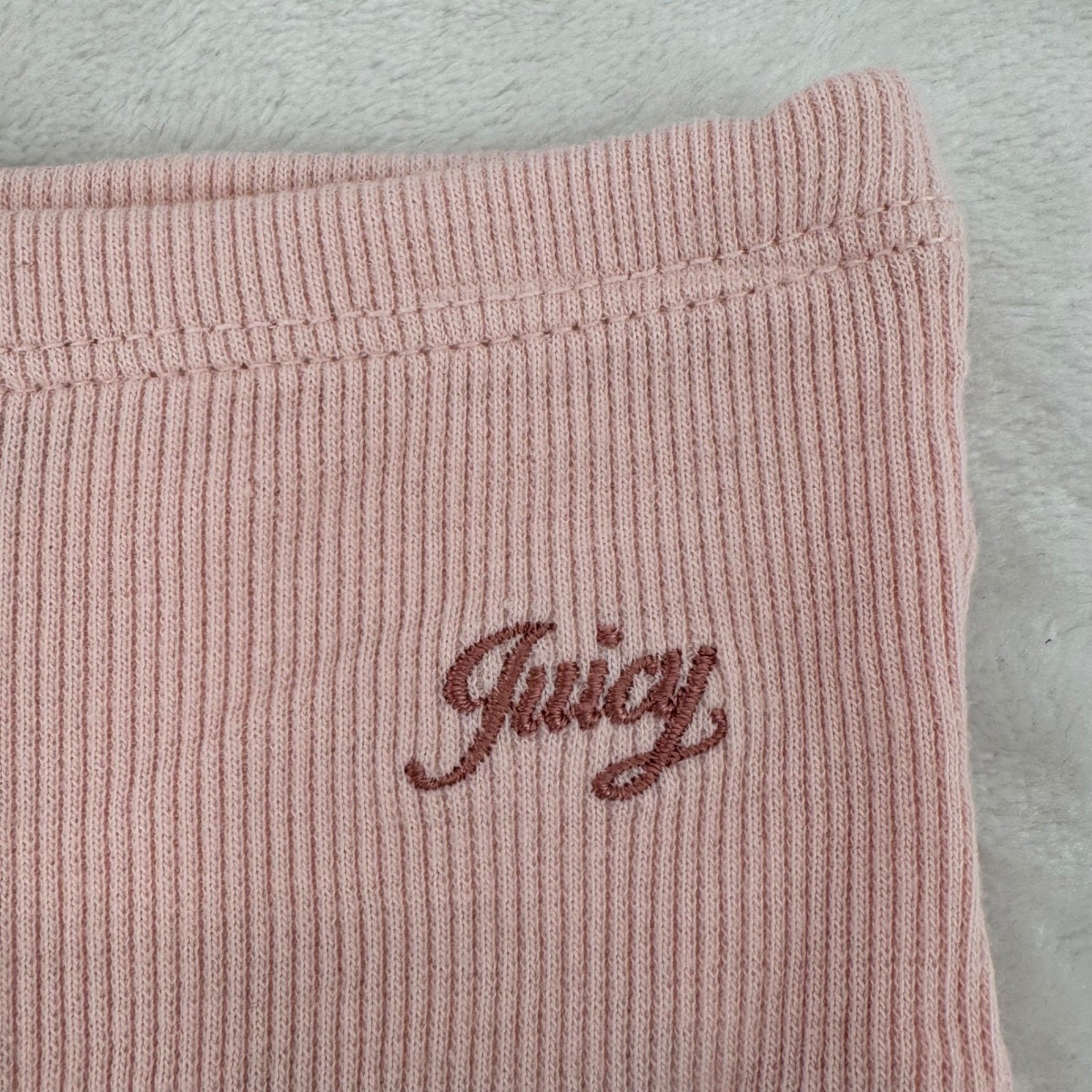 Juicy Couture Baby Pink Bow Sweatshirt Ribbed Flare Leggings Coquette Set 3/6M