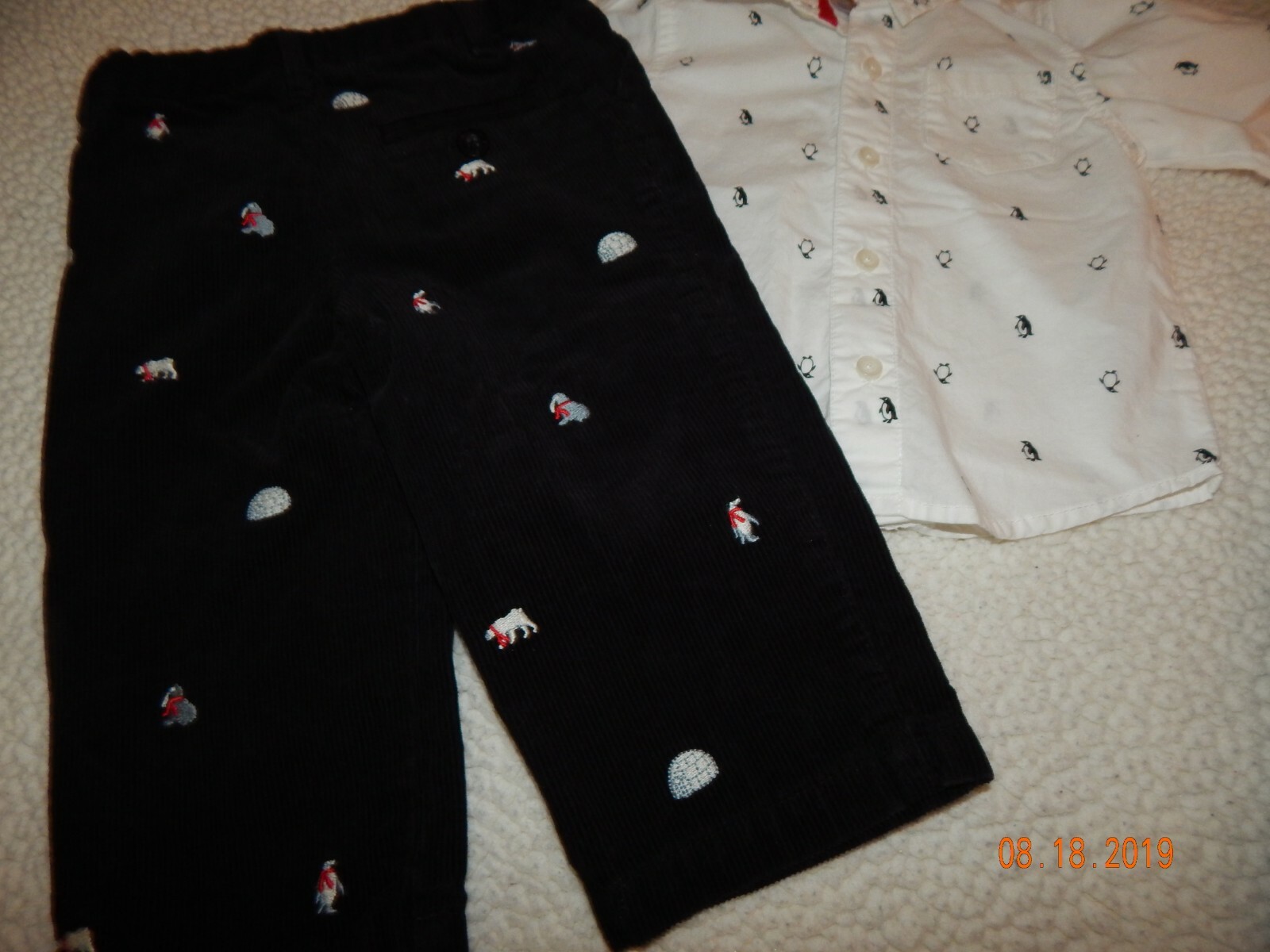EUC NWOT Boys (3) Piece Puffin Penguin Pants Shirt Vest Outfit Too Cute Must See