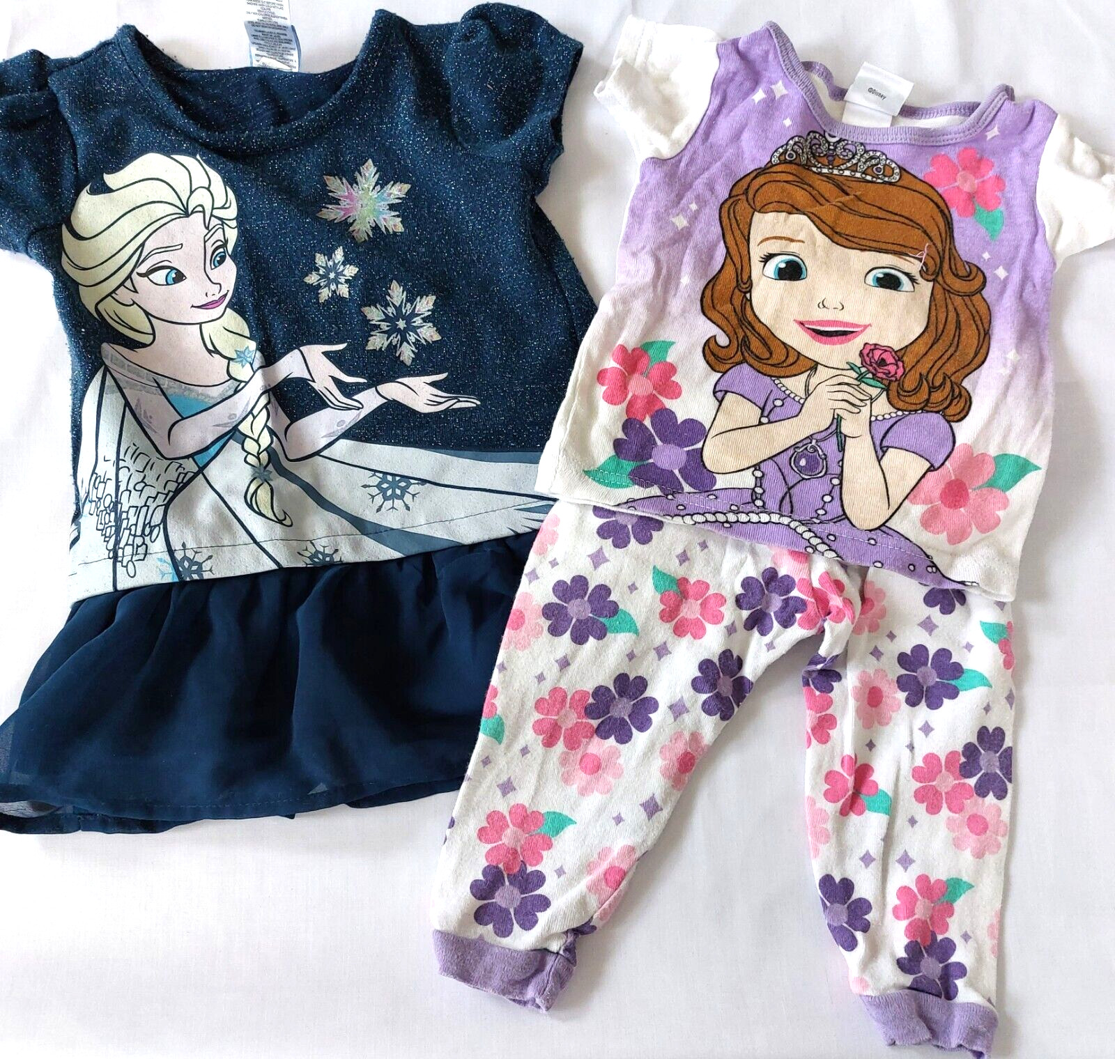 LOT 2 Disney Girls Frozen Blue 2T & Princess 2 picece set 18m excellent