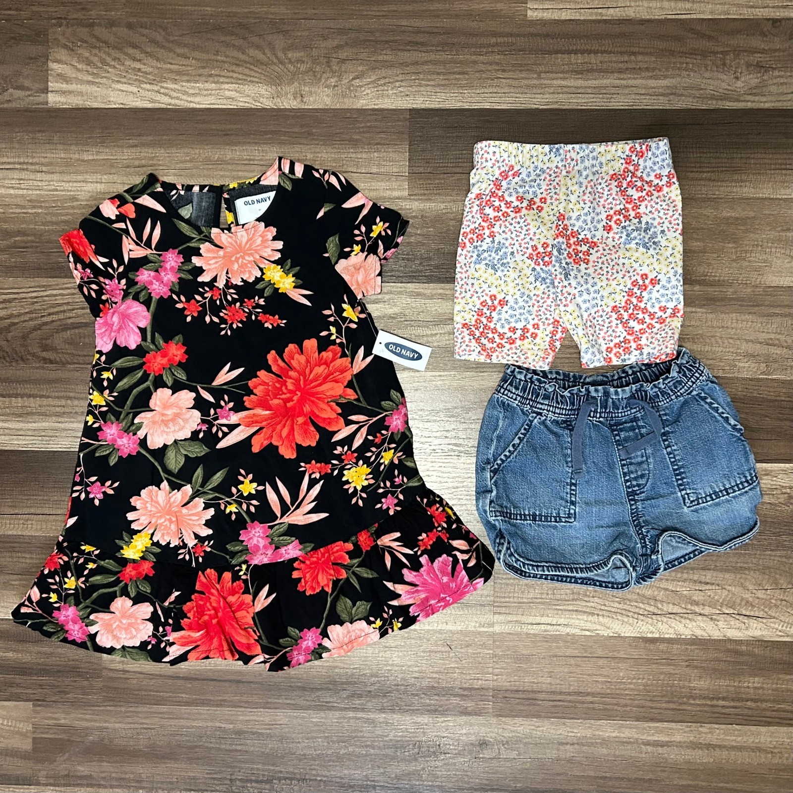 Old Navy Gap Dress Shorts Leggings Kids 3T Multicolor Floral Denim Spring Bundle