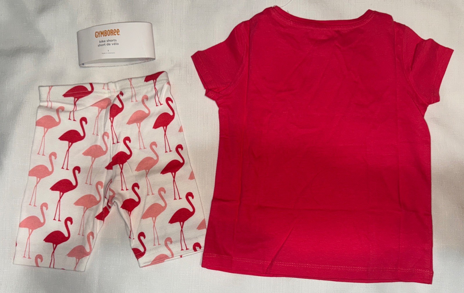 Gymboree Girls Size 3 3T Salmon Pink T-shirt Flamingo Print Shorts New/Tags