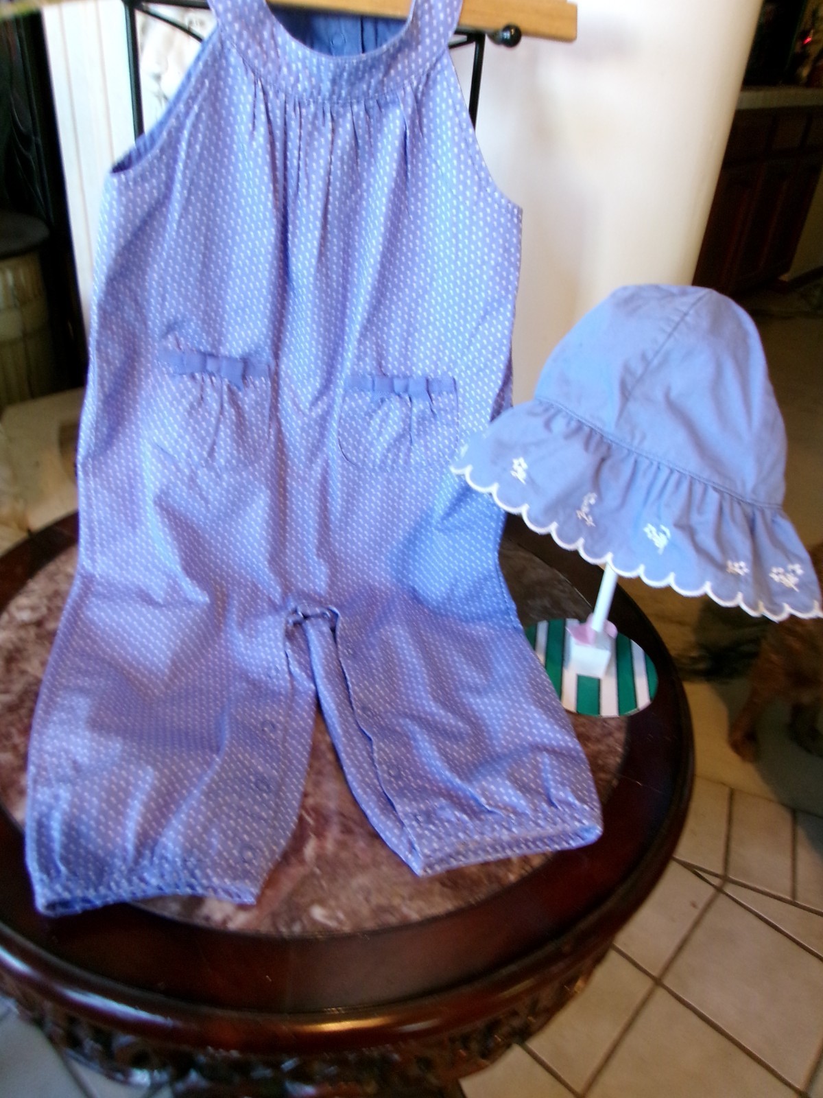 Gymboree 2010 Porcelain Doll overalls romper 12-18 hat 18-24 outlet periwinkle