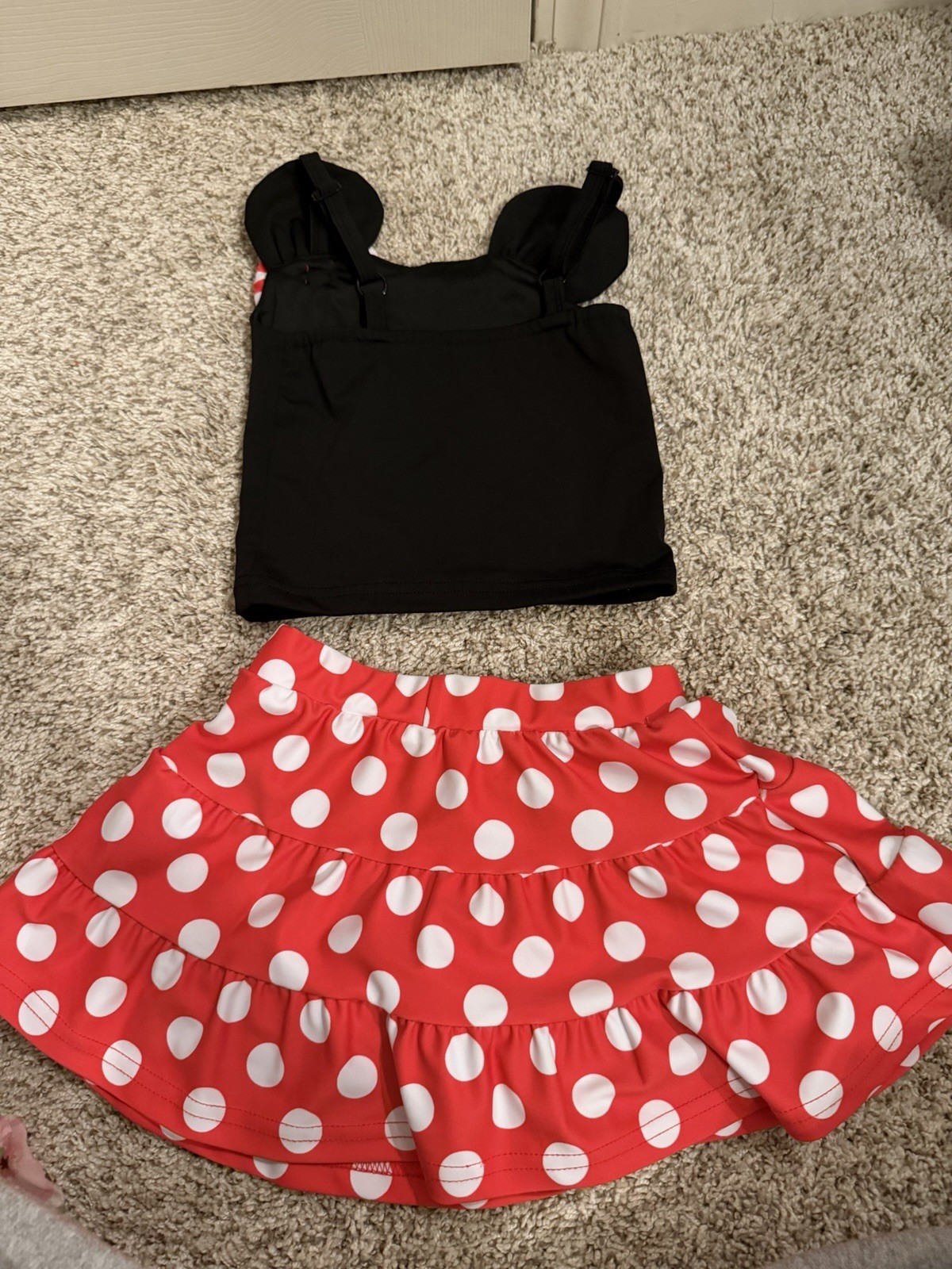 Bella & Omi Girls 2pc Black Sleeveless Top & Red Polka Dot Mini Mouse Set 2T