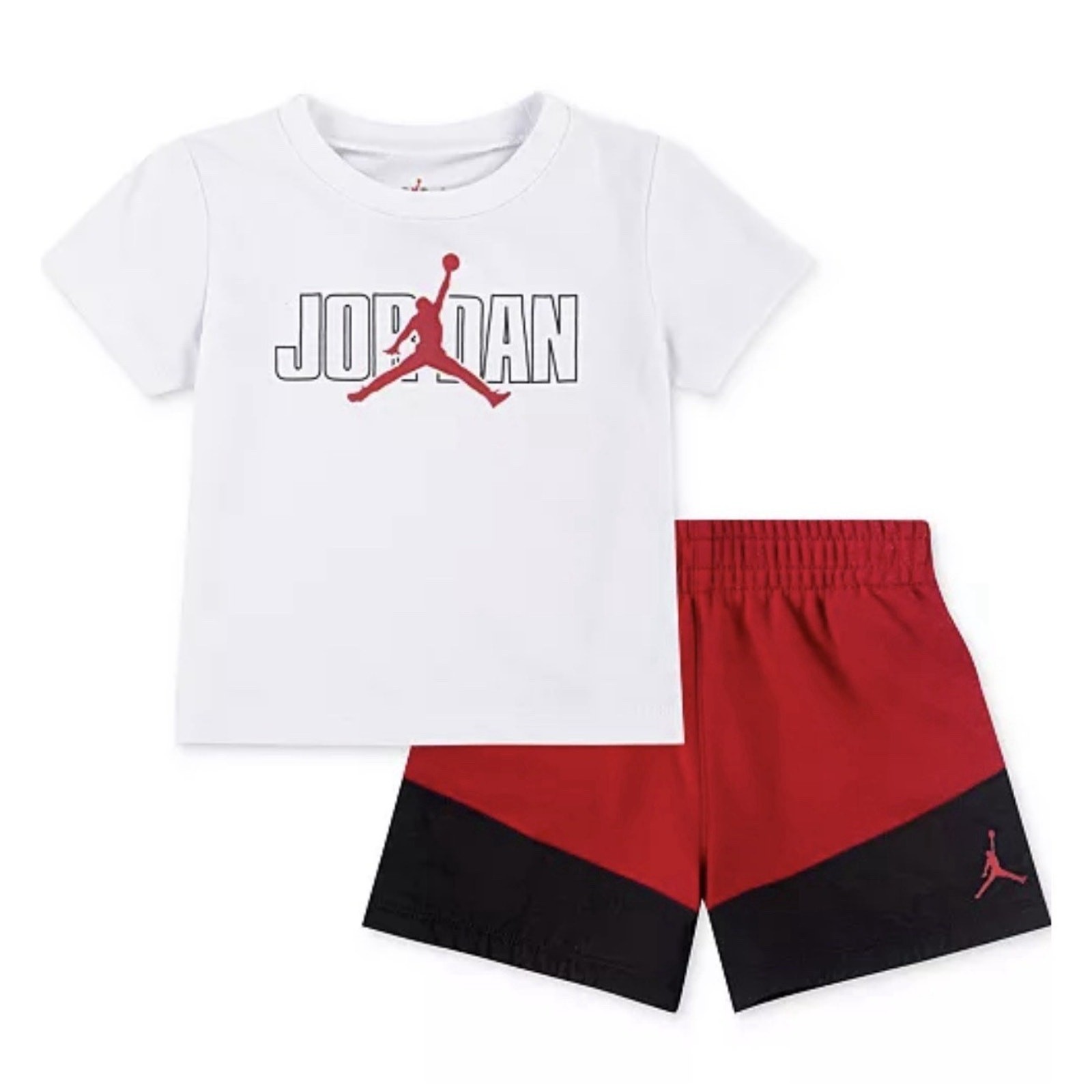 Nike Air Jordan Stacked Short Set Gym Red Black 85D767-R78 Toddler 18 Months NEW