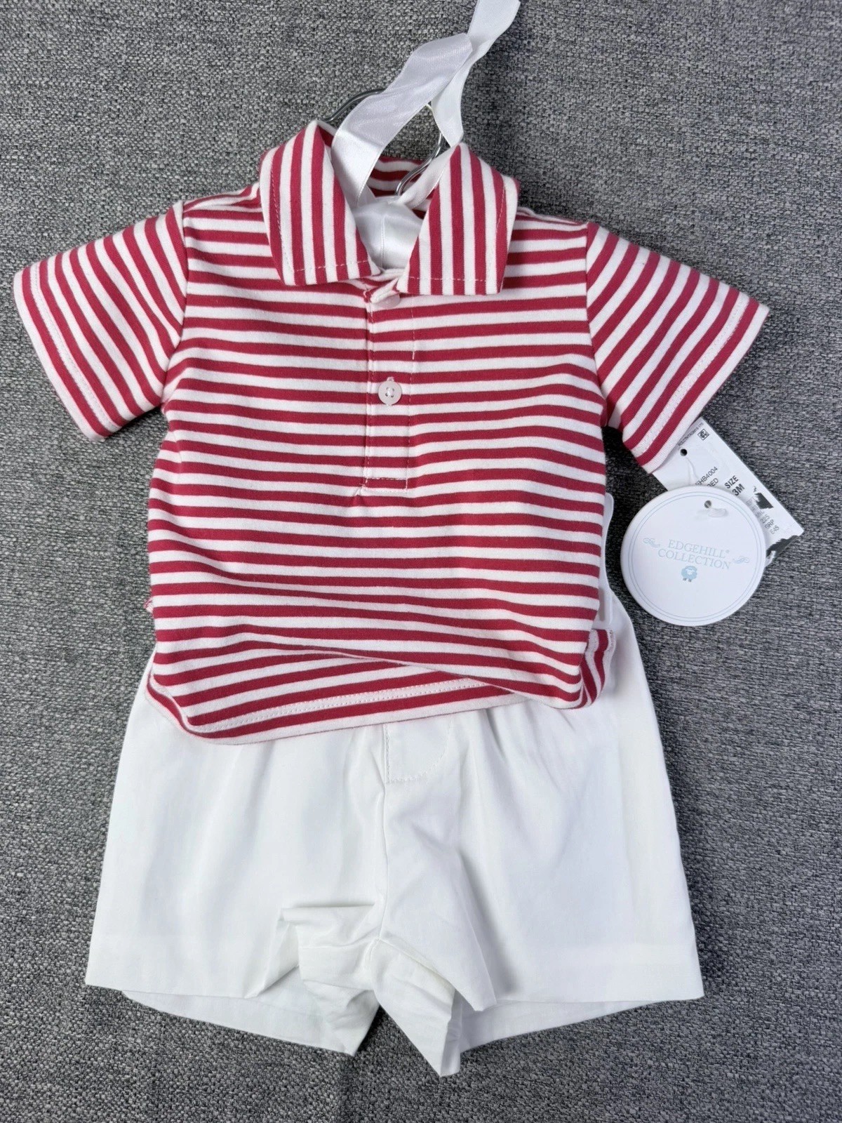 EDGEHILL COLLECTION TODDLER BOYS OUTFIT 2PCS POLO & SHORTS STRIPED SIZ 3M