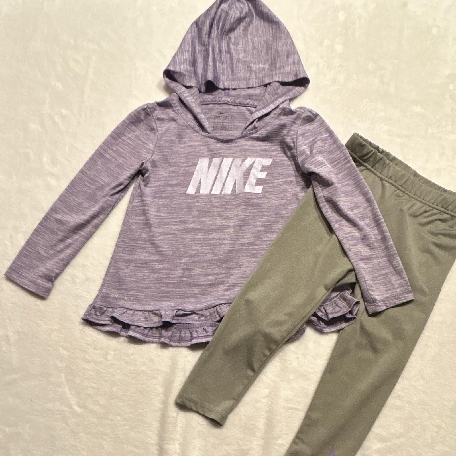 Nike Dri-FIT Girls 3T 2-Piece Hoodie & Pants Set Purple Logo Athleisure