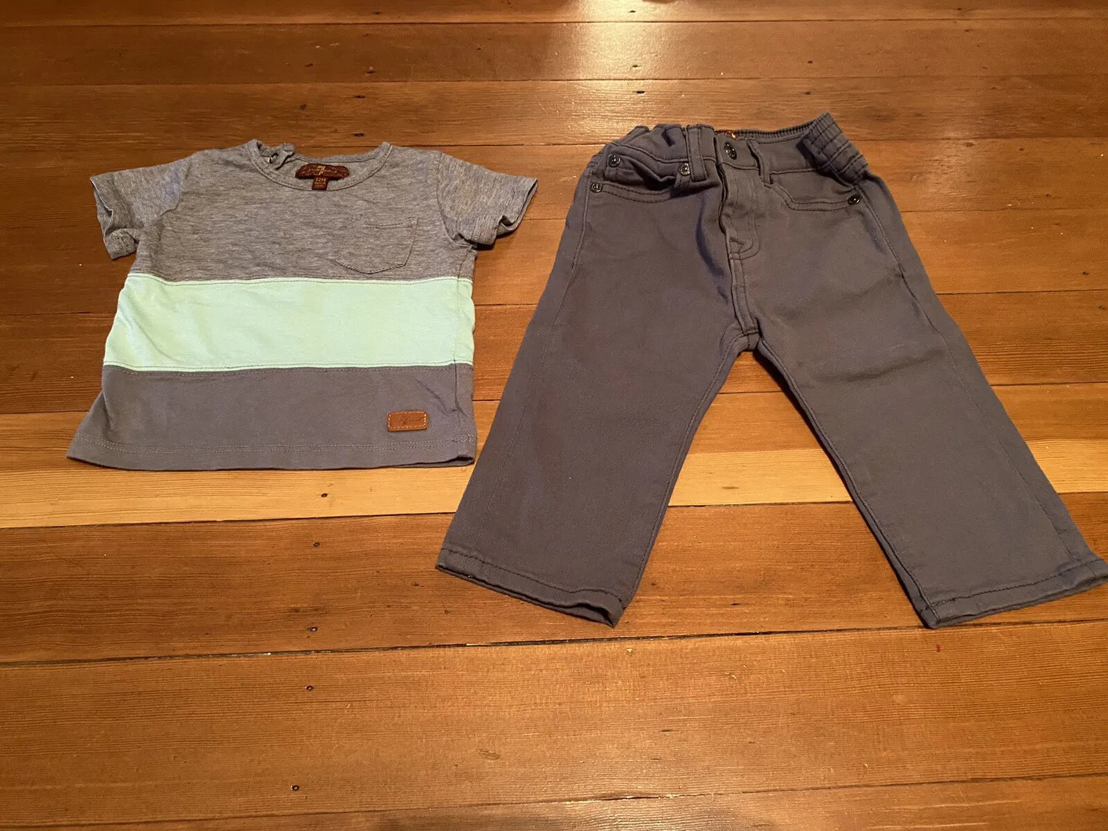 7 For All Mankind Toddler Boys Shirt & Straight Leg Jeans Set 12m Baby Outfit