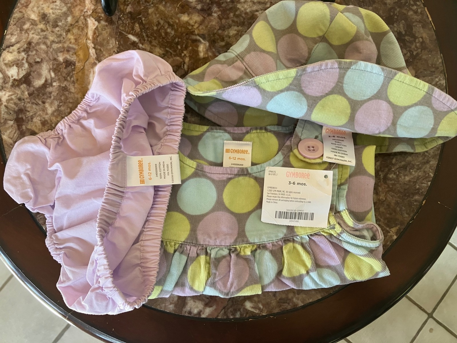 Gymboree 2008 Polka dot Elephant 6-12 jumper overall dress hat 3-6 polkadot