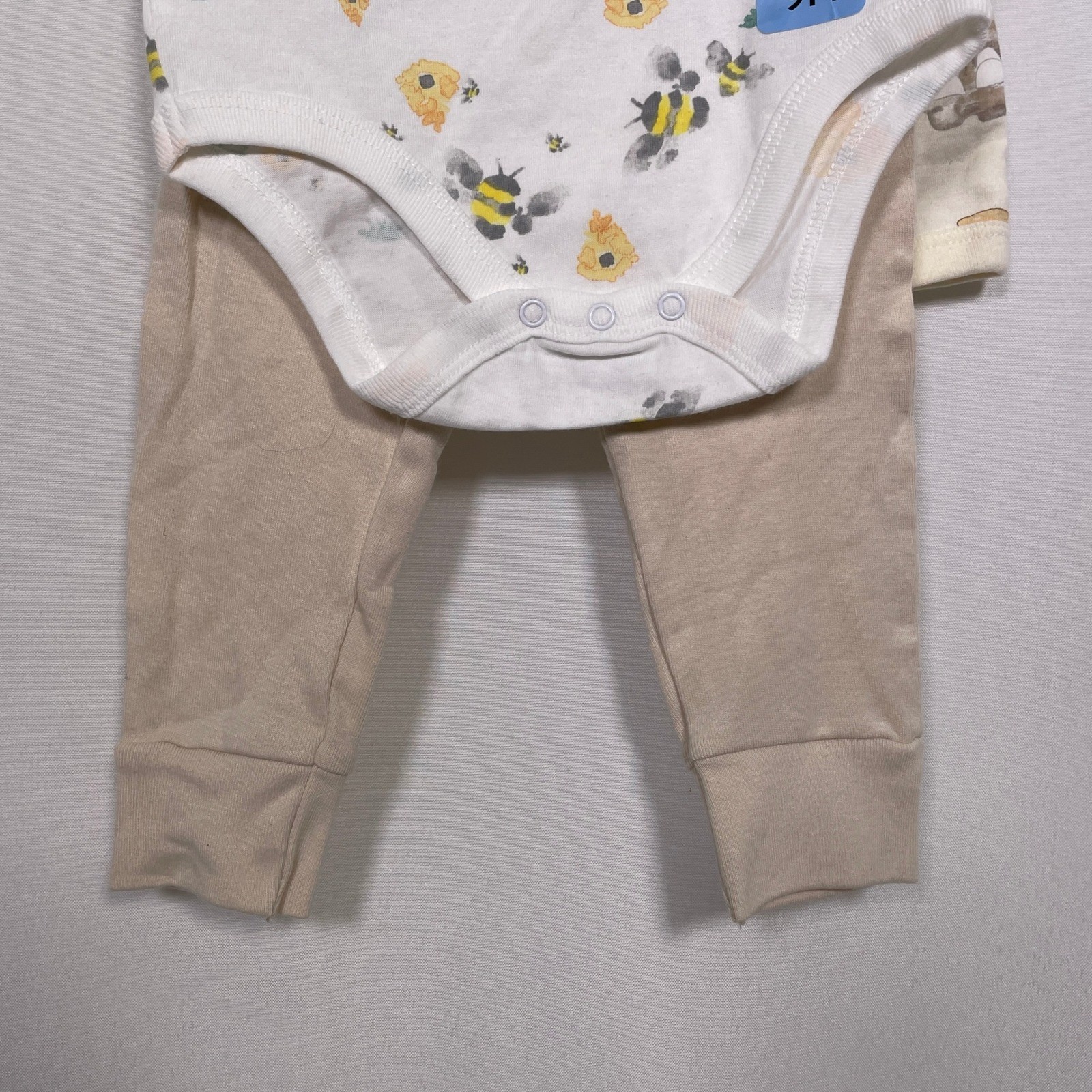 Burt’s Bees Baby Organic Cotton Bees Chicks White Beige Playwear Set Kids 9M NWT