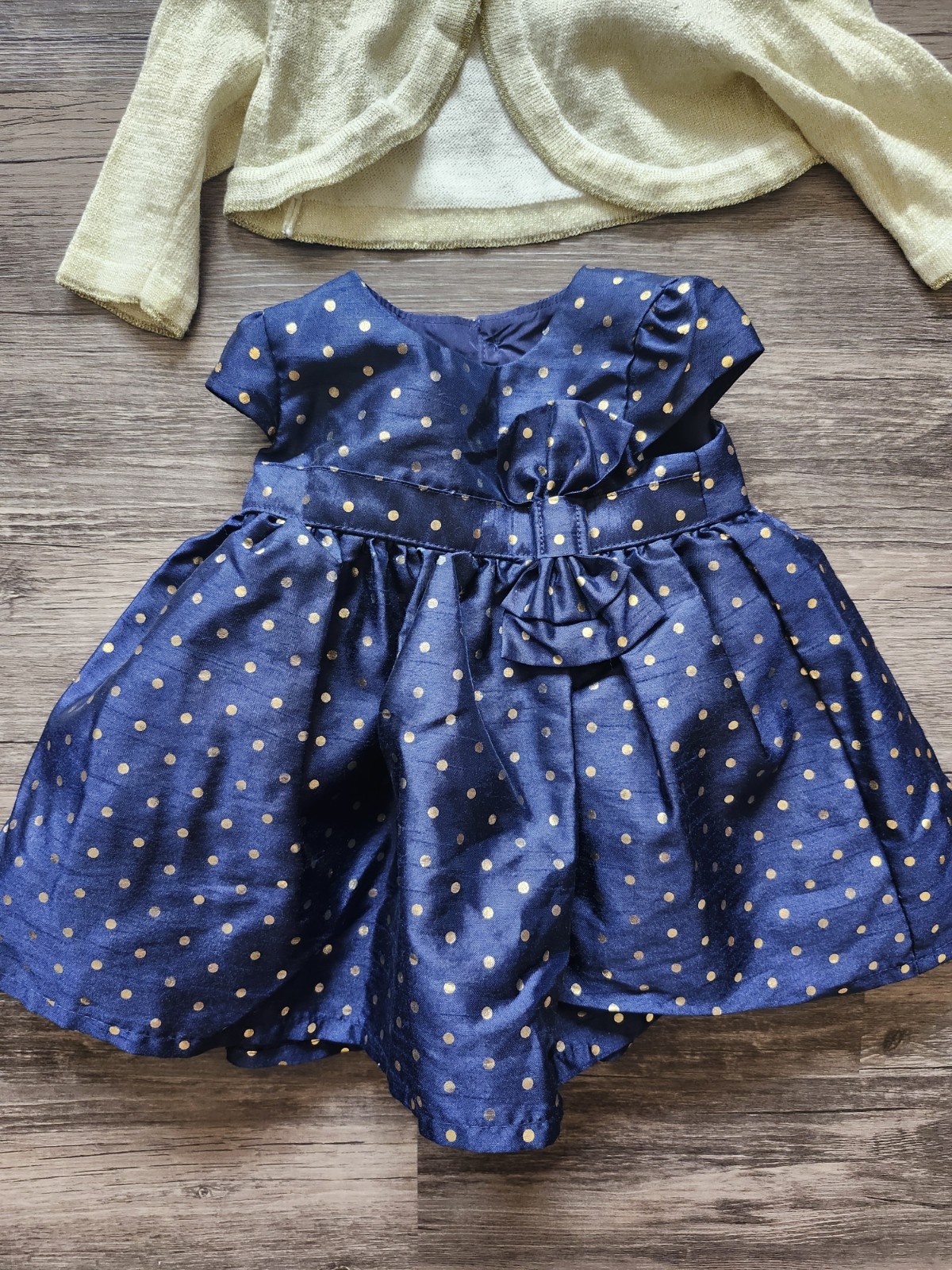 Carter’s 3 Month Golden Polka Dot Navy Special Occasions Dress Set
