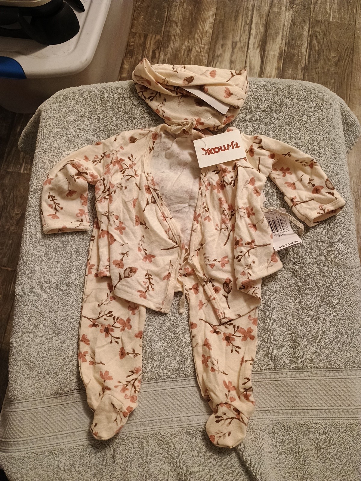 Jessica Simpson Baby Girls 3 Piece Outfit 0-3 Months Sea Salt