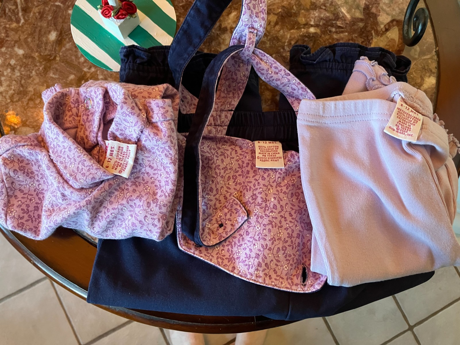 Vtg Gymboree 02 Sweet Romance overall yoga pants turtleneck bodysuit 6-12 lilac