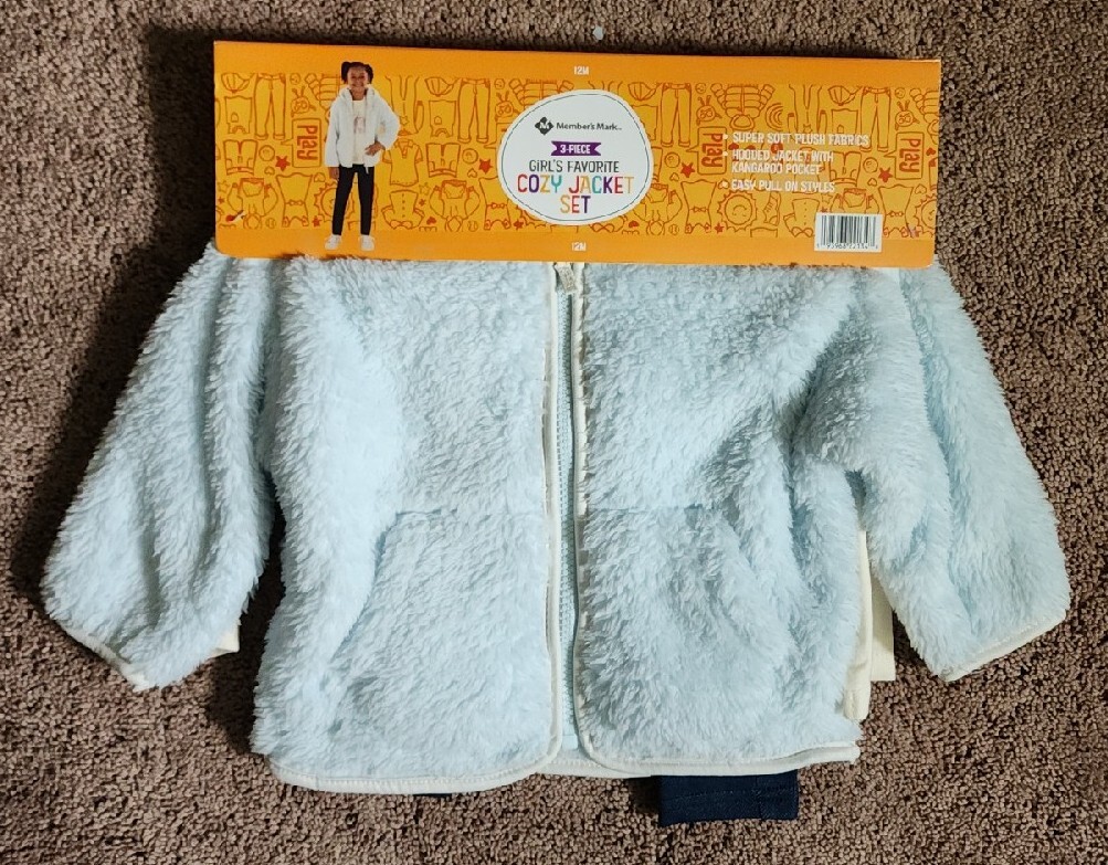 NEW GIRLS MEMBERS MARK 3 PC COZY PLUSH JACKET SET! JACKET, TEE, LEGGING! VARIETY