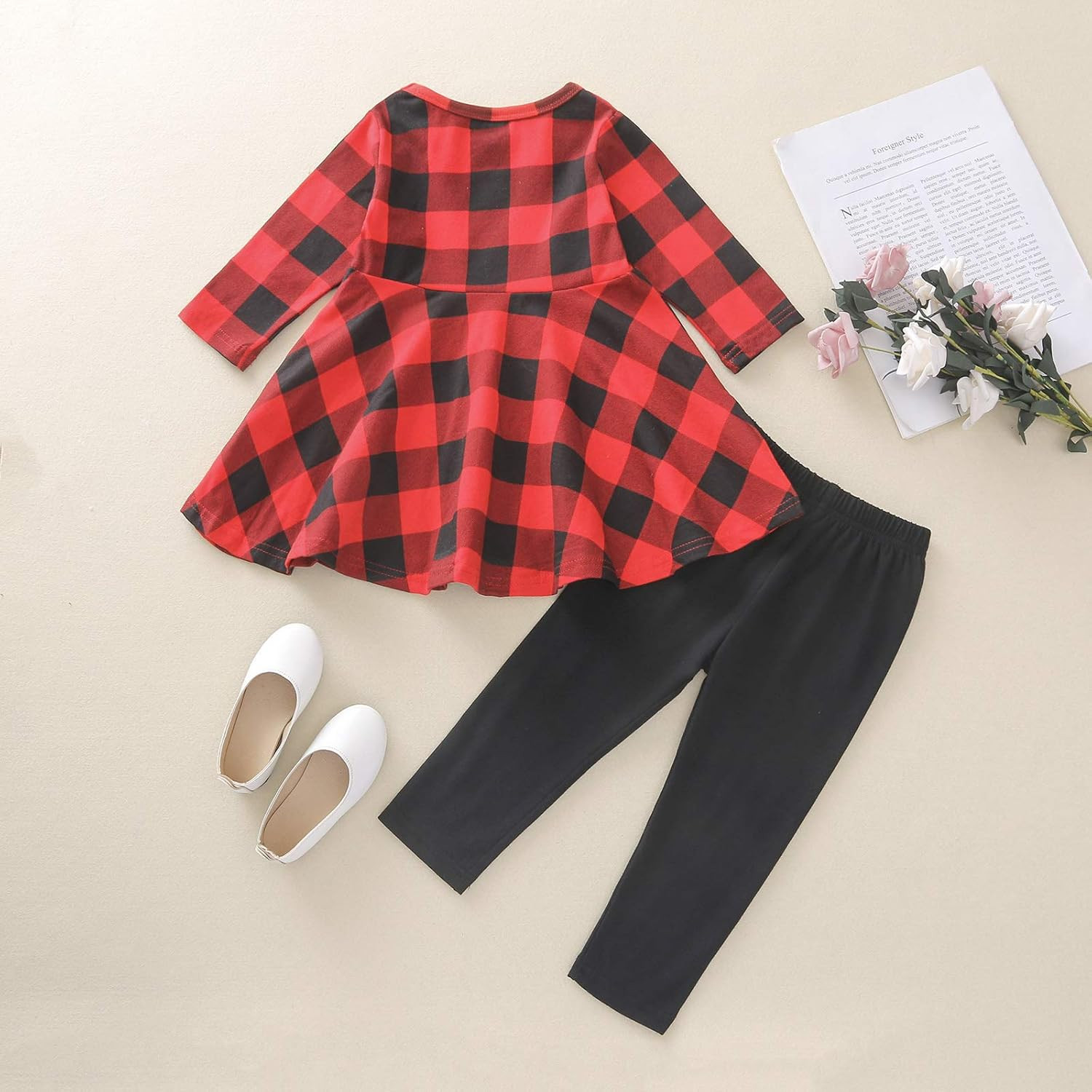 Toddler Baby Girls Fall Winter Clothes Set Floral Tunic Tops Pants Outfits Cloth