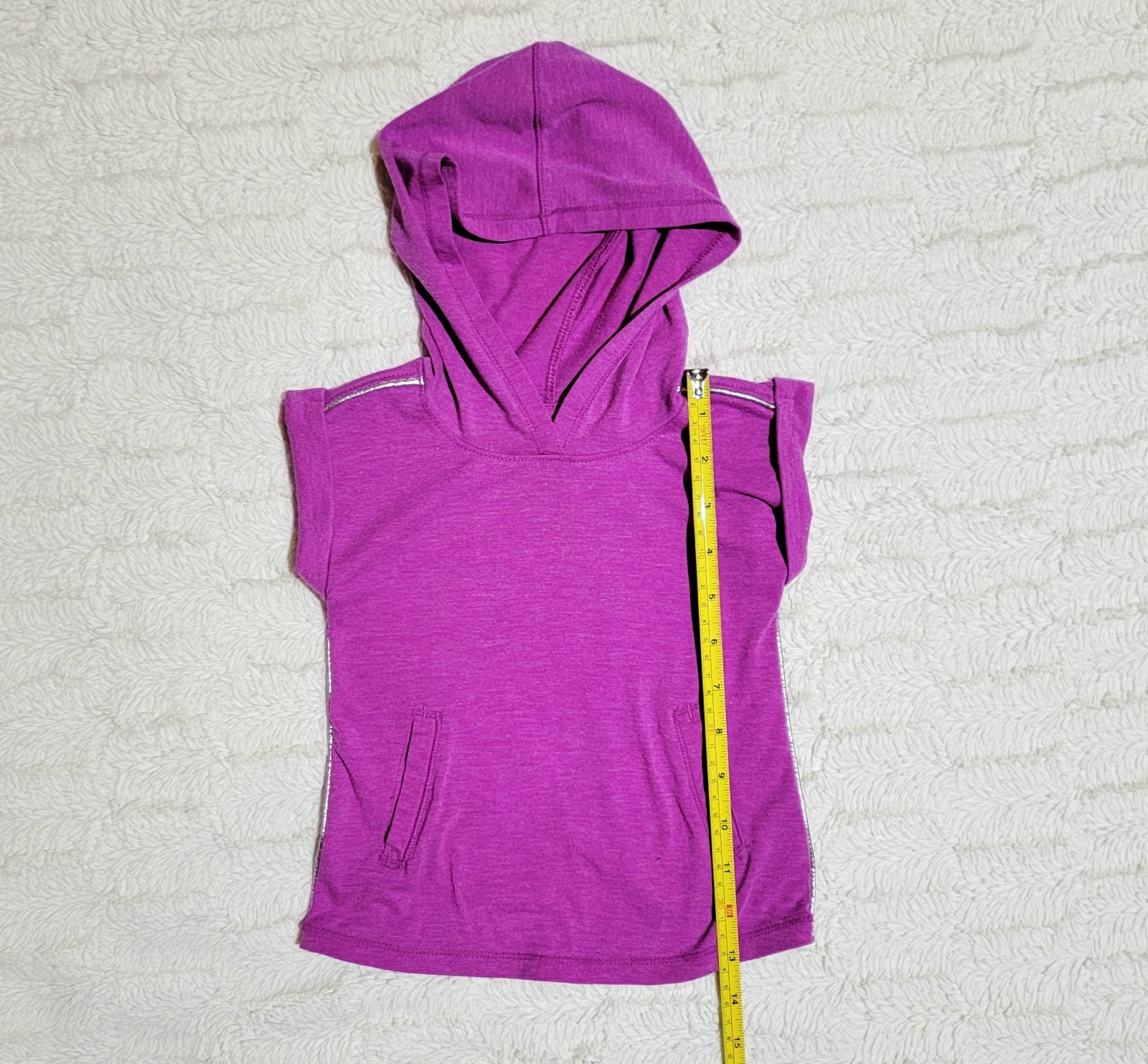 Cat& Jack 12-18m Girl’s Athleisure Outfit Croped Pants Cuffed Hooded Magenta Top