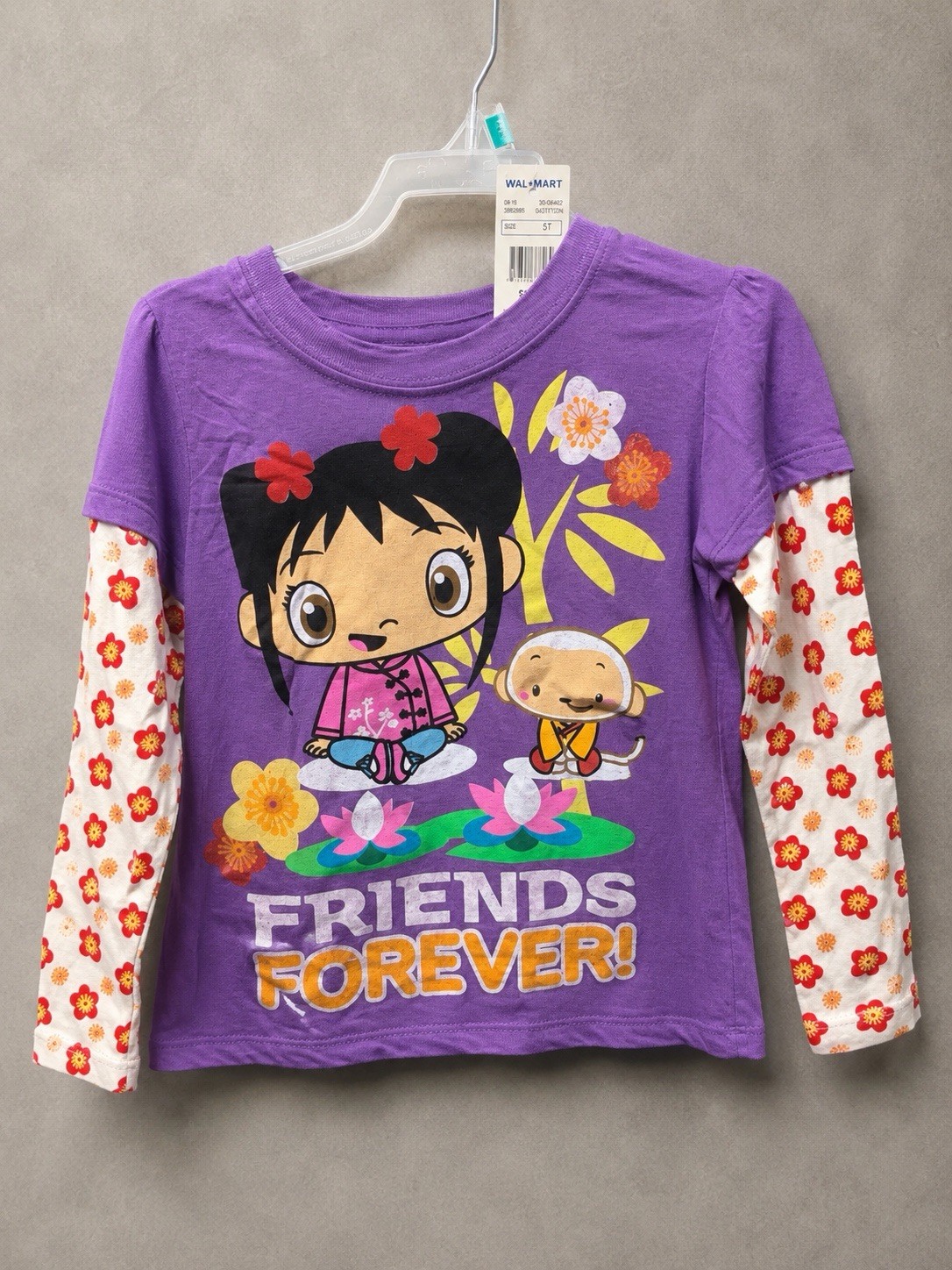 Disney Ni Hao Kai-Lan Friends Forever Girls Layered Long Sleeve Shirt Purple 3T