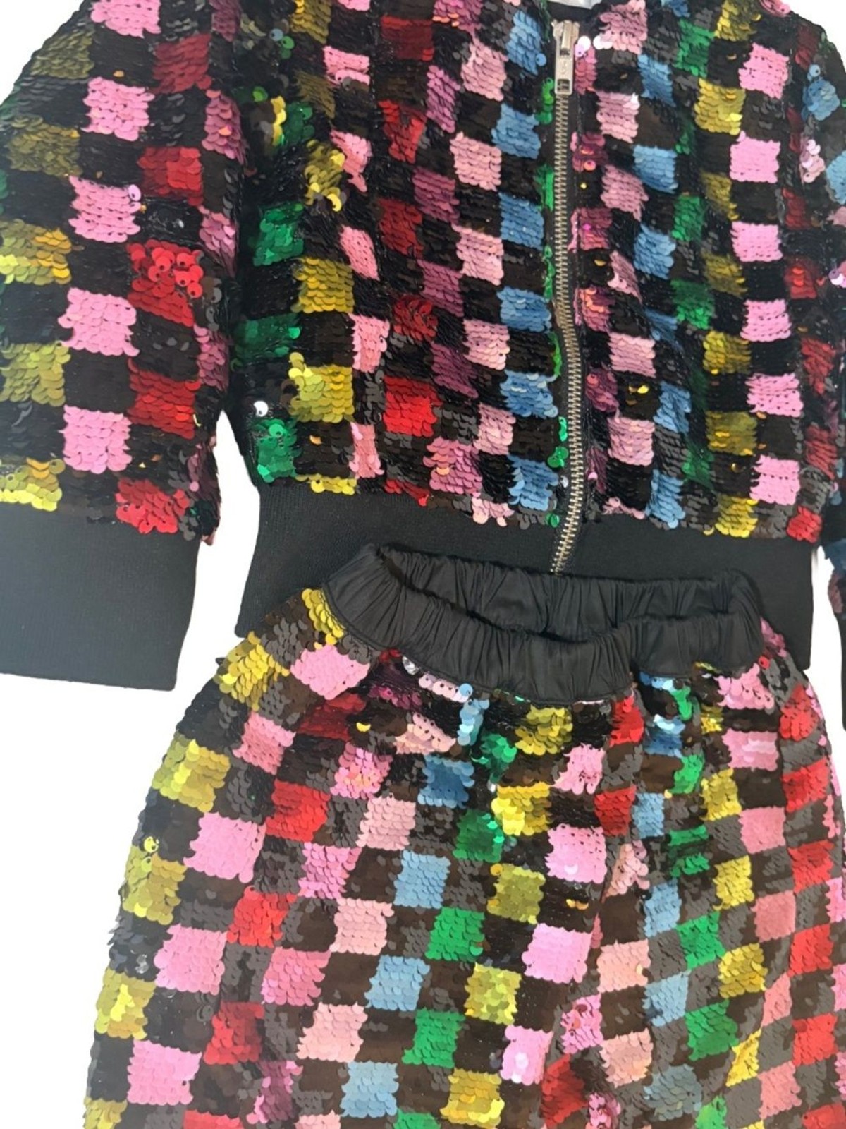 Rockets of Awesome Girls 3 Sequin Checkerboard Jacket Skirt Set