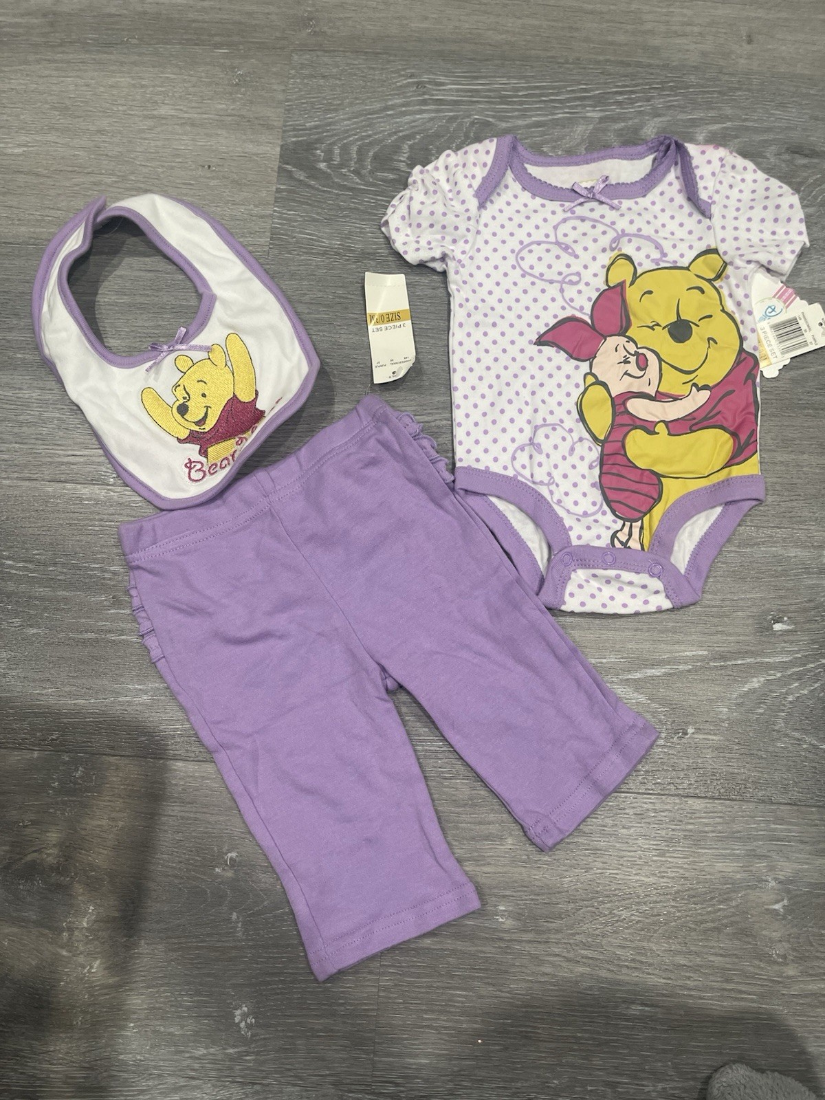 Disney Winnie the Pooh Pastel Purple Baby Overalls 0/3m NWT