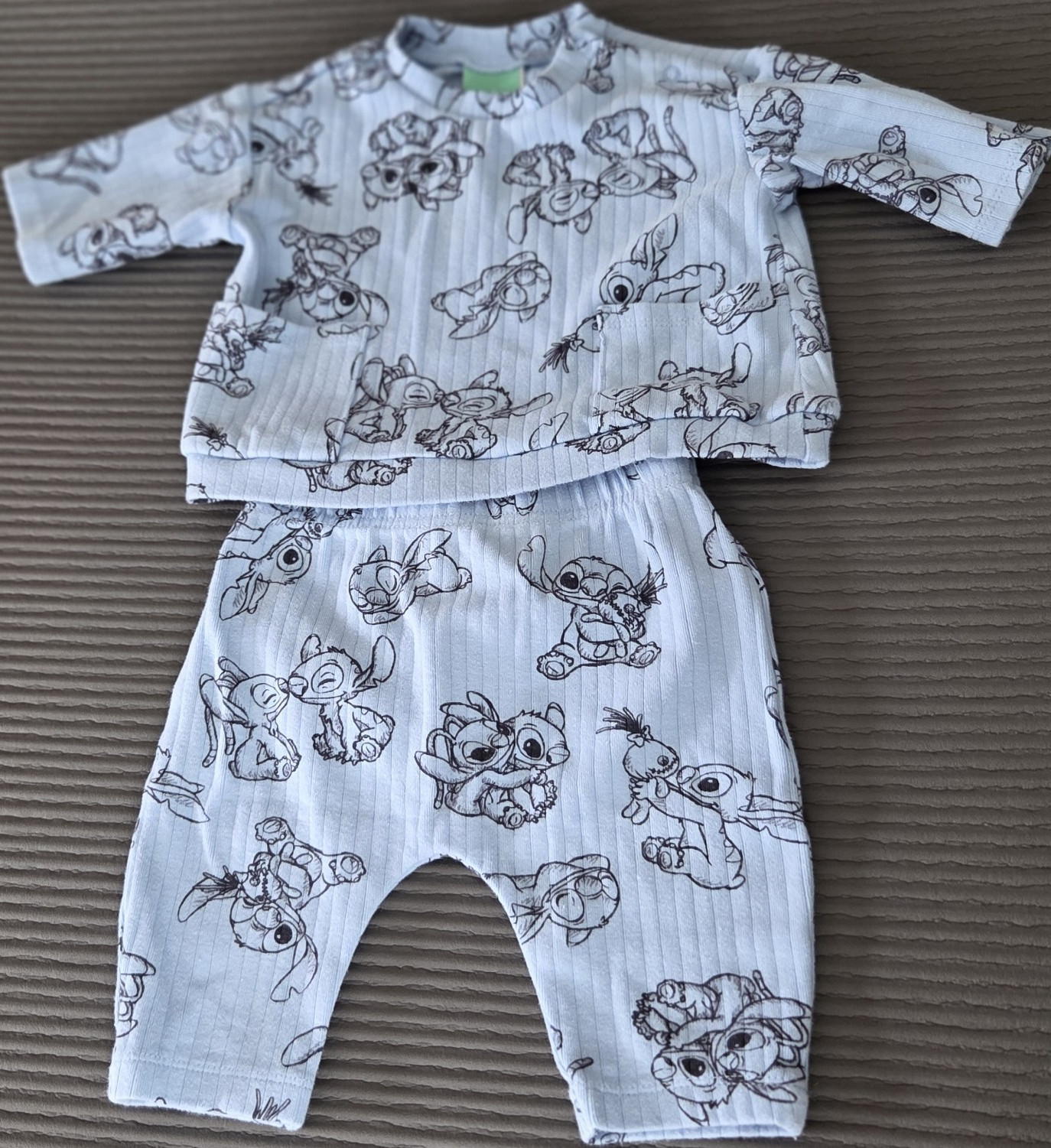 Disney Baby Lilo & Stitch 2 Piece Outfit Set Blue 0-3M Long Sleeve Shirt Pants