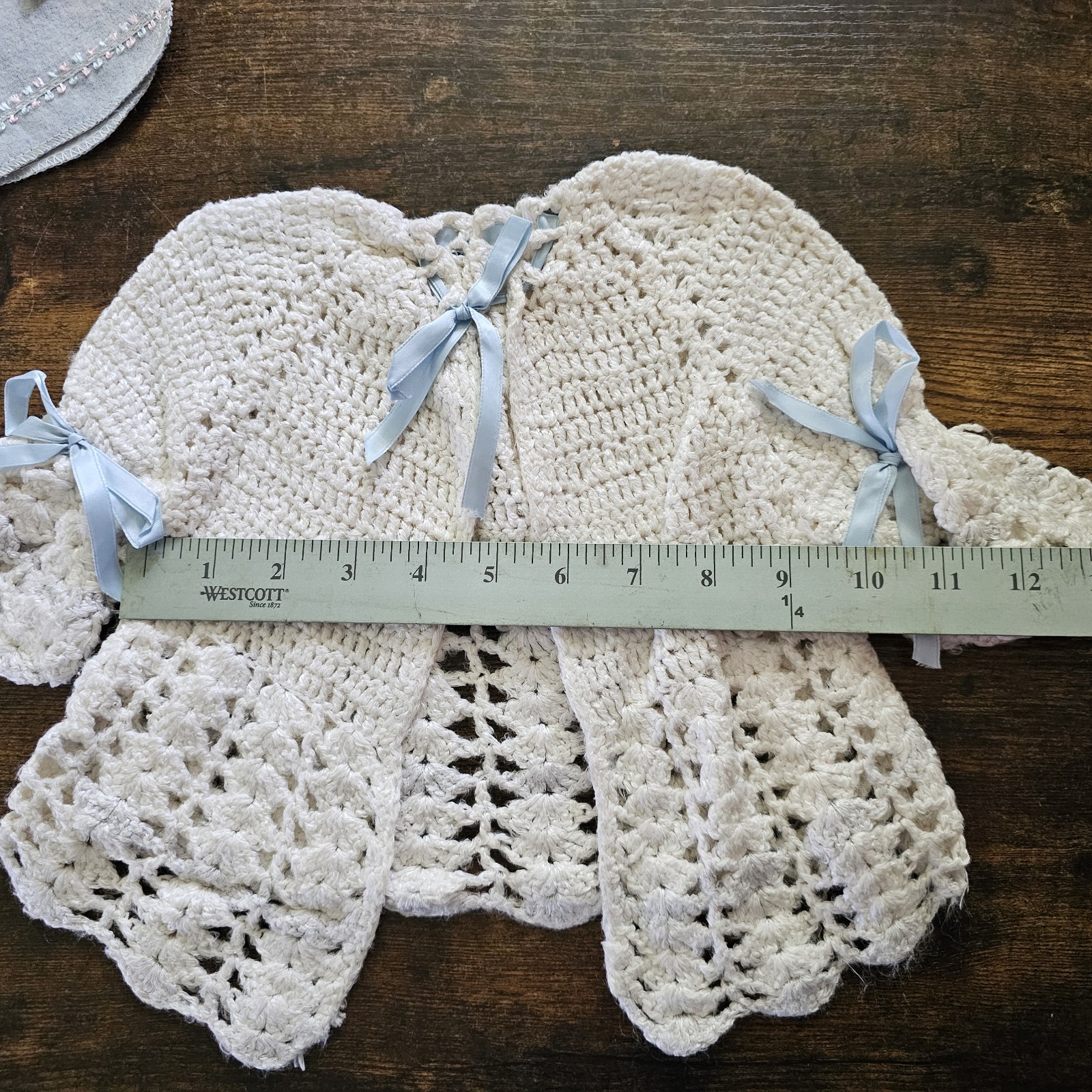 Vtg- Handmade Crocheted Baby Infant Clothes & Sweater – See Pics For Measurement