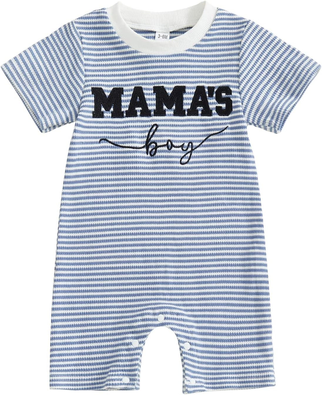 Newborn Baby Boy Summer Clothes Mamas Boy Embroidery Jumpsuit Waffle round Neck