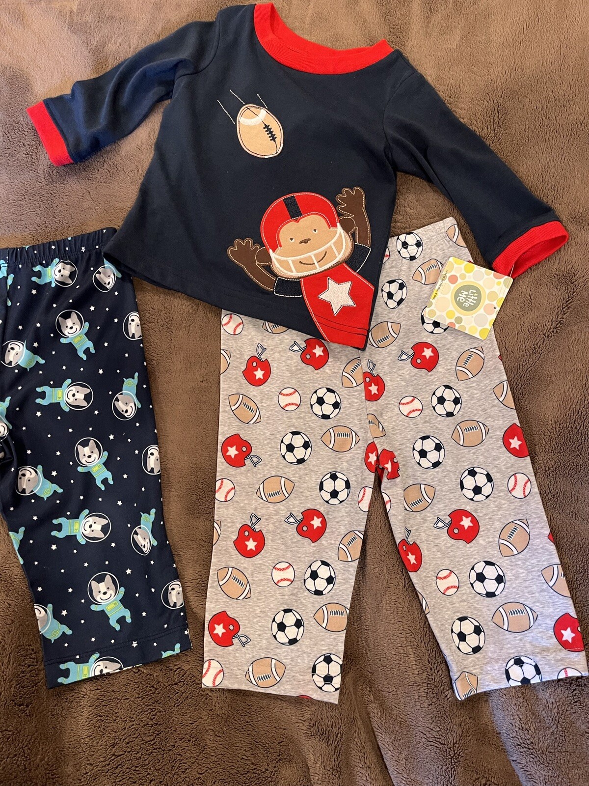 NWT Little Me sz 12 m 2 pc sleepwear Sports 2 pc & space dog 2 pc