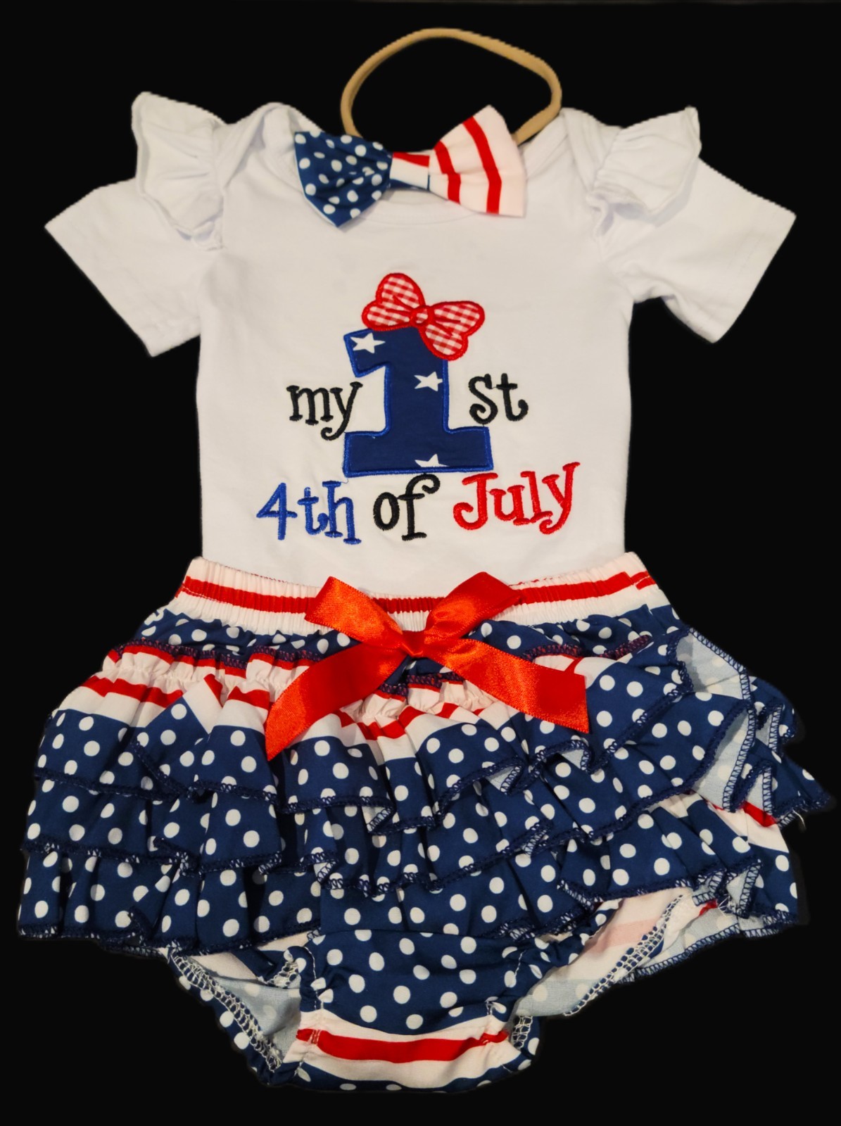 Bee a Patriot-4th of July-My 1st 4th of July-Apparel-Baby-Girl-3-6m-3 Piece Set