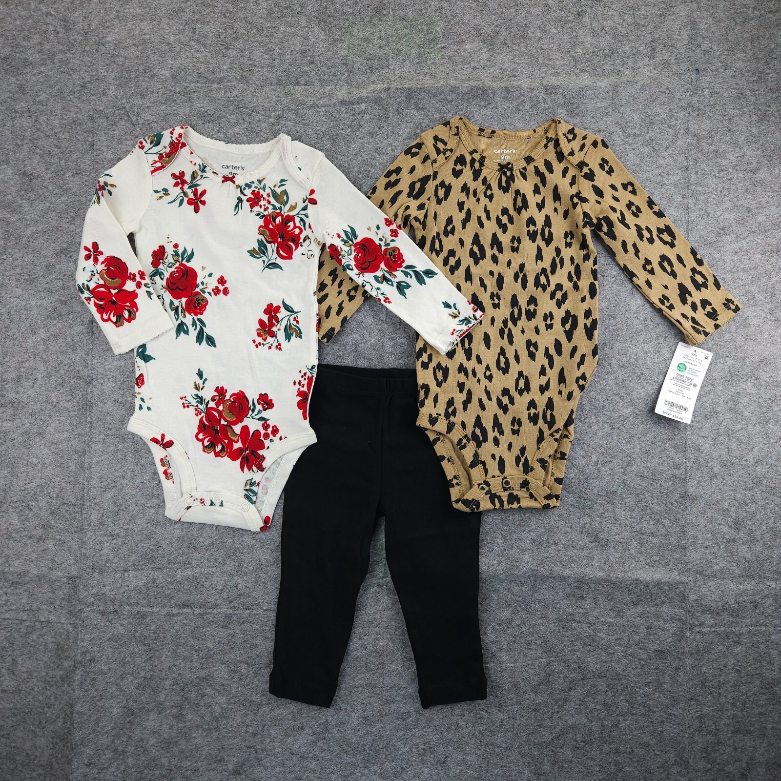 Baby Girl Carter’s Leopard Bodysuits & Leggings Set NWT Size 9m