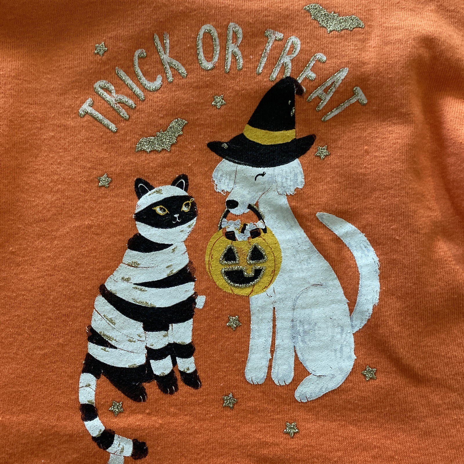 Carter’s Halloween Orange Shirt/Dress Cat Dog Trick-Or-Treat ￼3T New