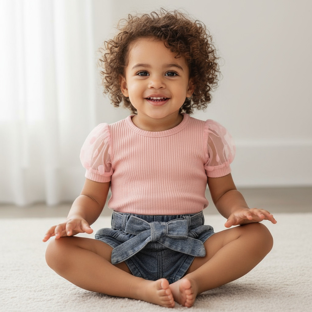 Toddler Polka Dot Top & Denim Shorts Set – Cute Kids Clothing Outfit