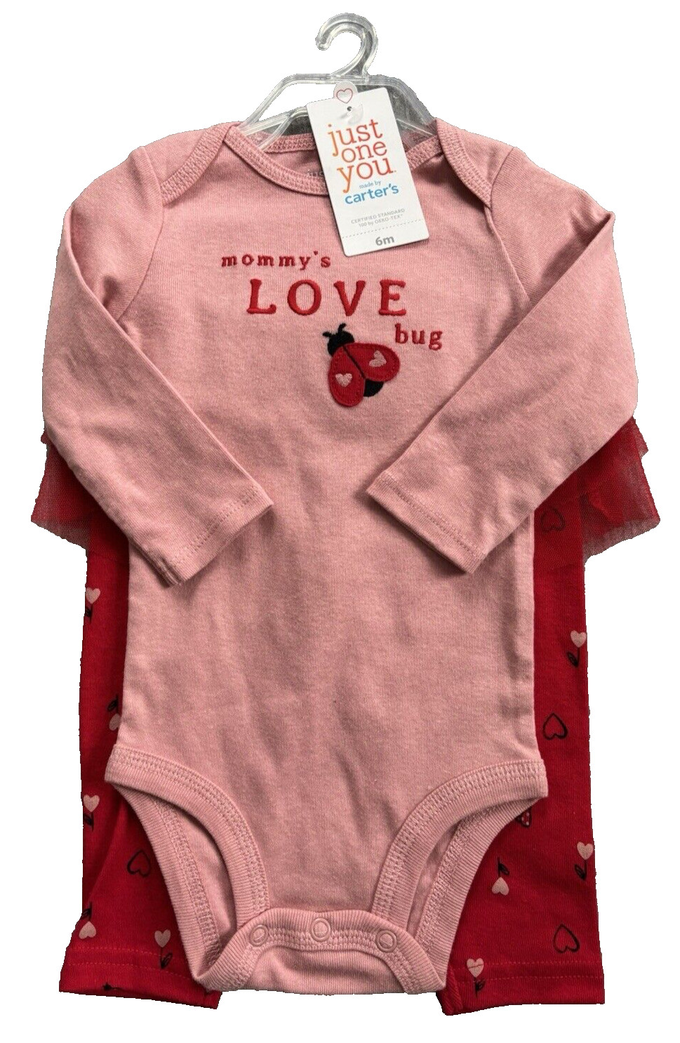 Carters Valentine’s Day (Girls 6M) 2-Piece Pink Bodysuit & Red Tutu Pants Set