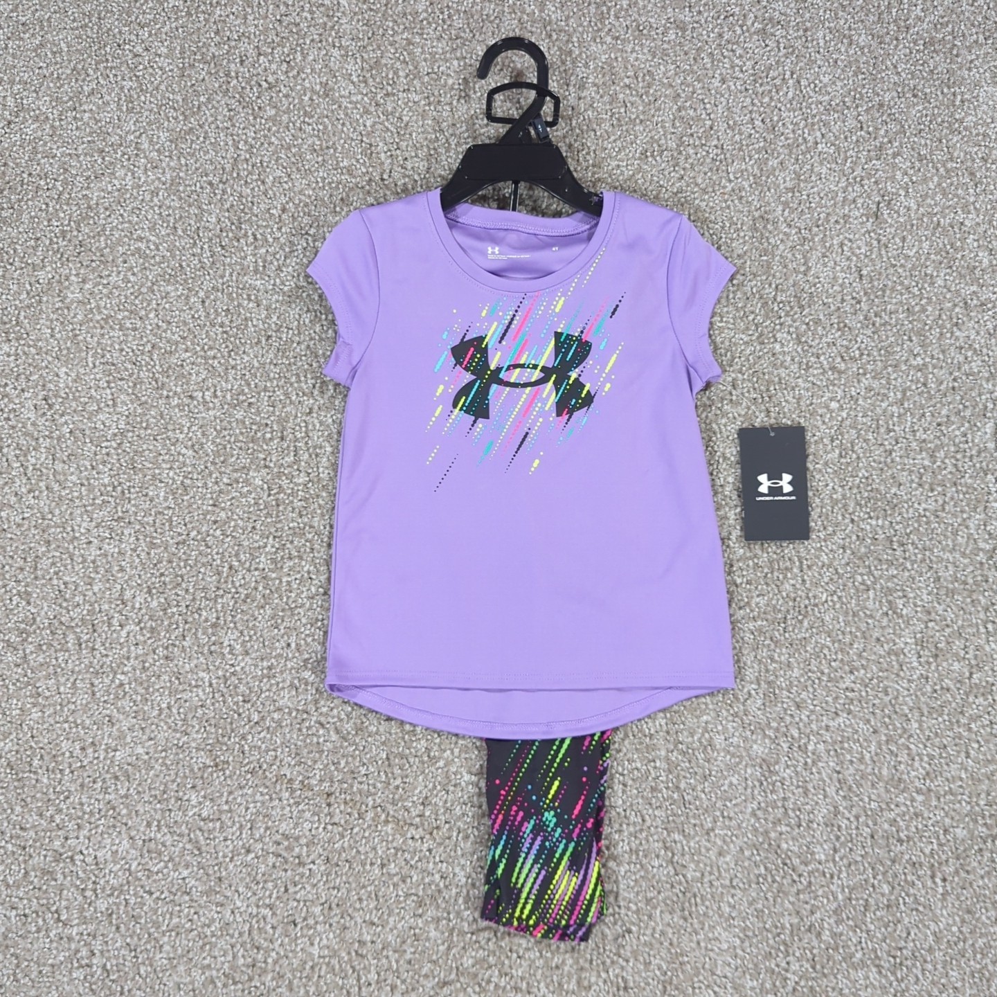 Toddler Girl Under Armour Momentum Star Logo Tshirt Leggings Set Vivid Lilac 4T