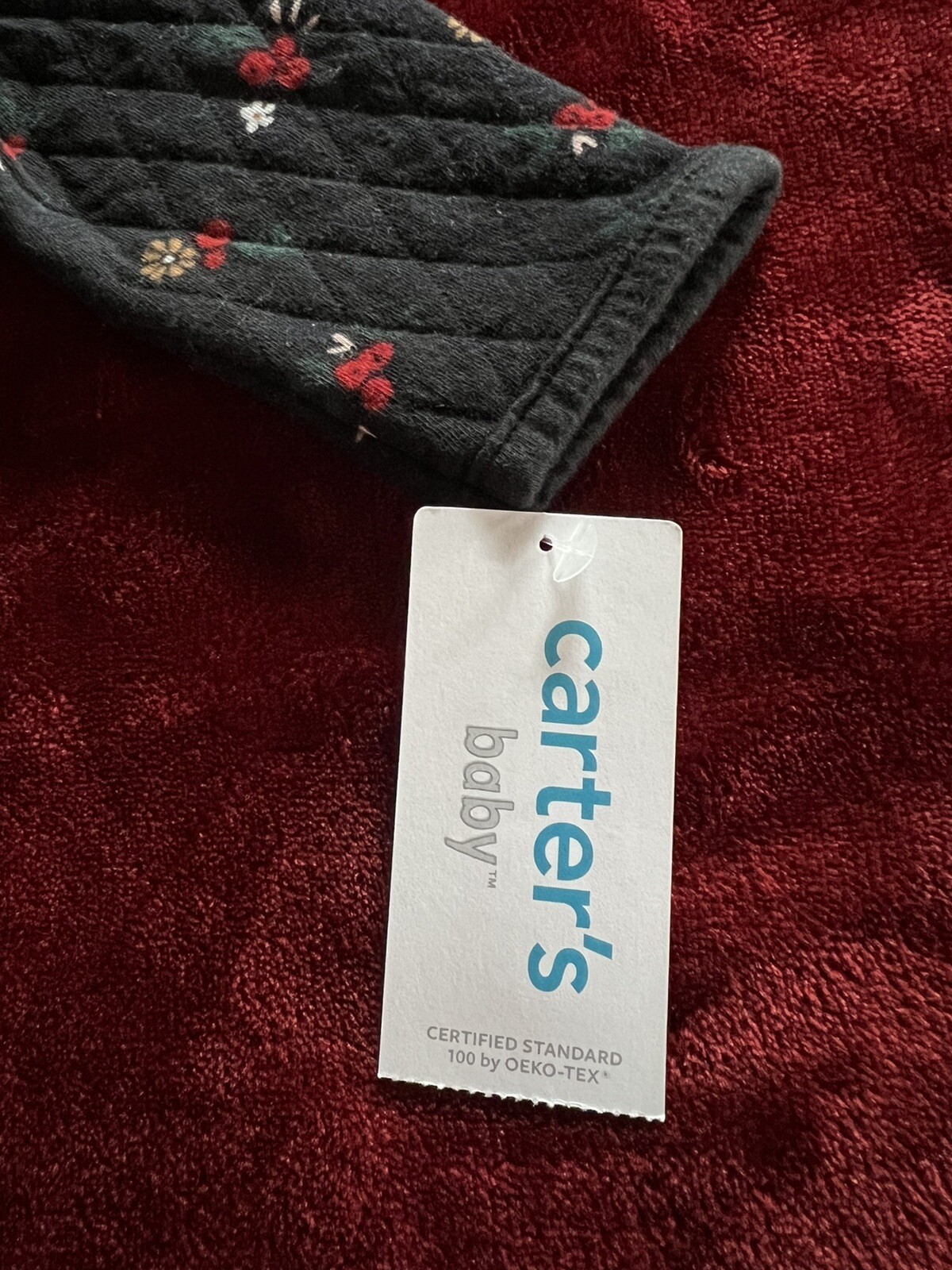 “CARTERS” NEW Christmas Baby Girl 3 Piece Outfit Black/Red/Beige Size 9 Months