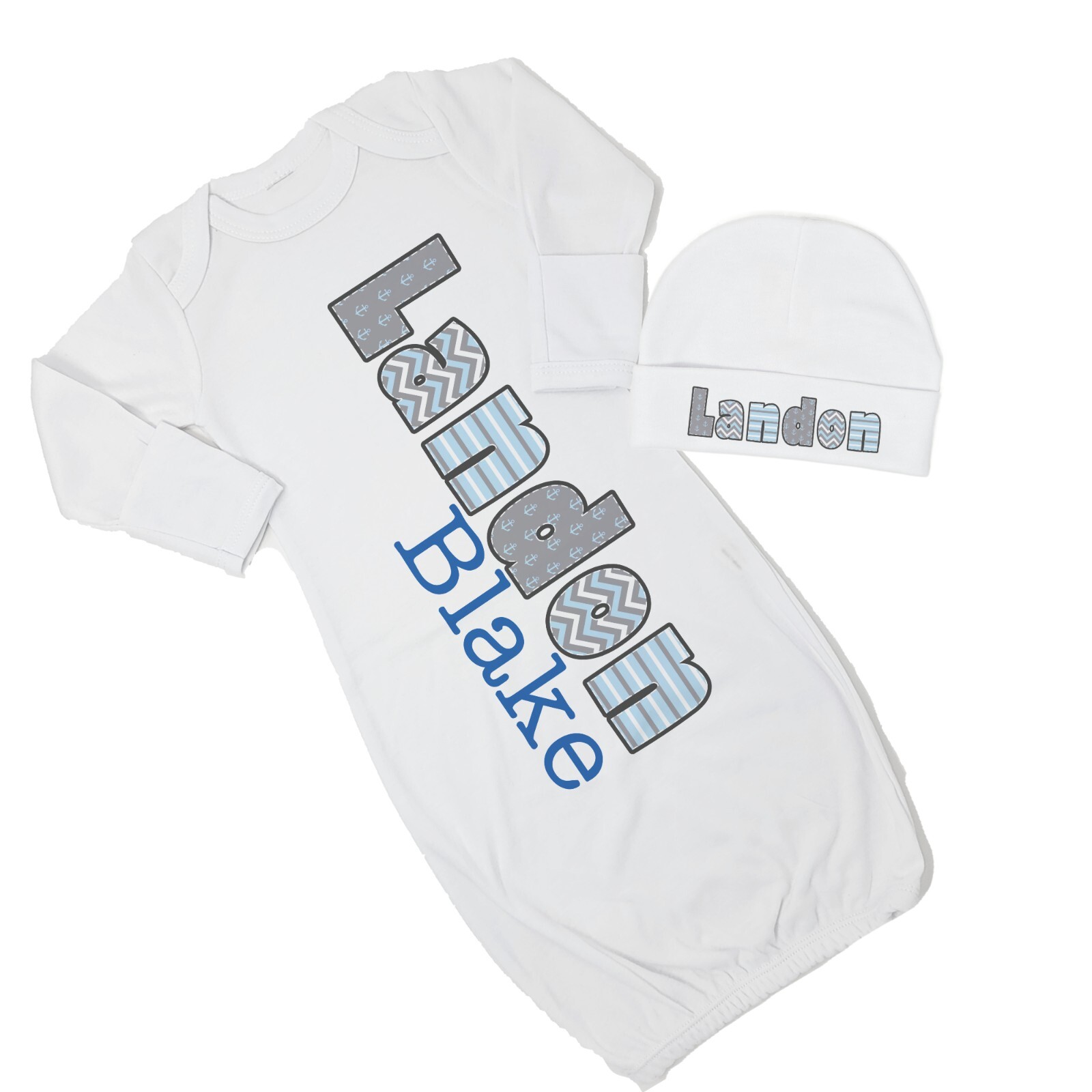 Baby Boy Personalized Custom Anchor Nautical VS1 Gown Coming Home Outfit