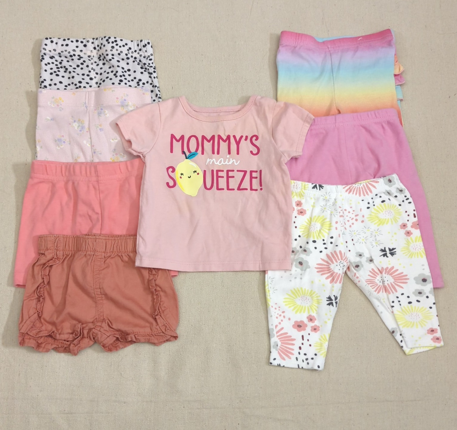 Baby Girl Clothes Lot 8 0-3 Months Mixed Brands Leggings Shorts Outfit Set