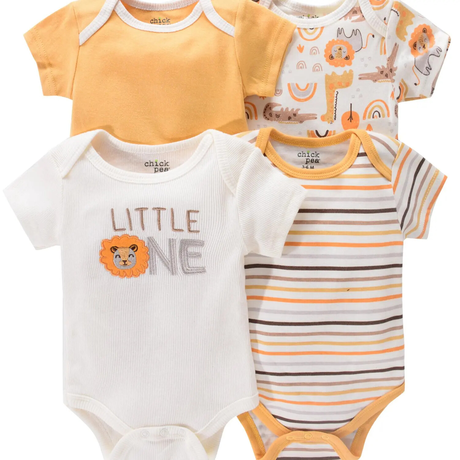 4PCS Newborn Infant Romper Short Sleeve Round Neck Animal Flowers Print