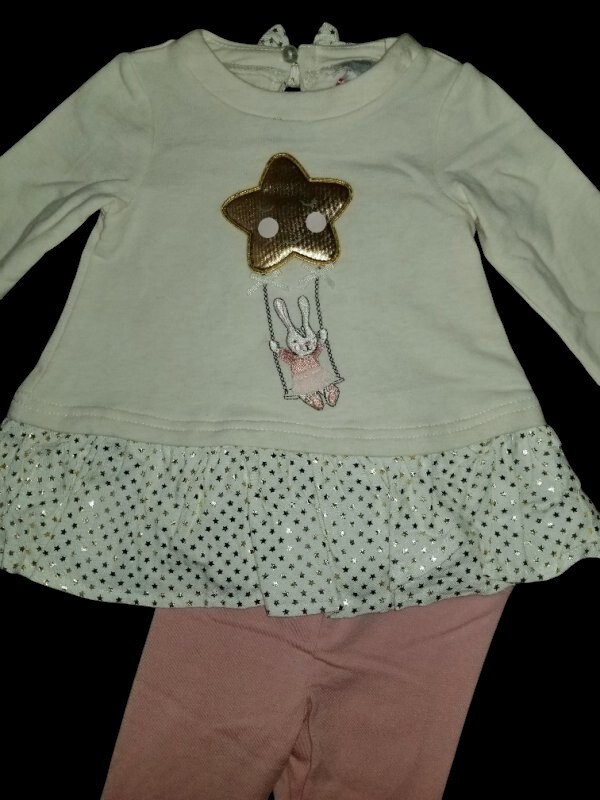 * NWT Ivory and Pink DYLAN & ABBY Long Sleeved Pant Set Girls 3-6 months