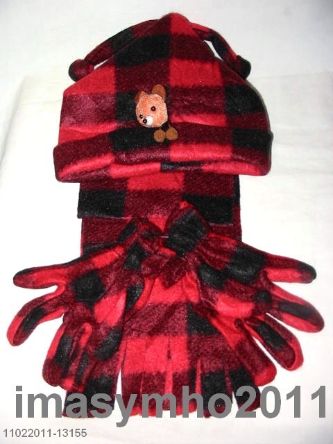 CLOSEOUT NEW COLOR FLEECE NEWBORN 3 PCS SET SCARF / HAT / GLOVES ALL IN 1